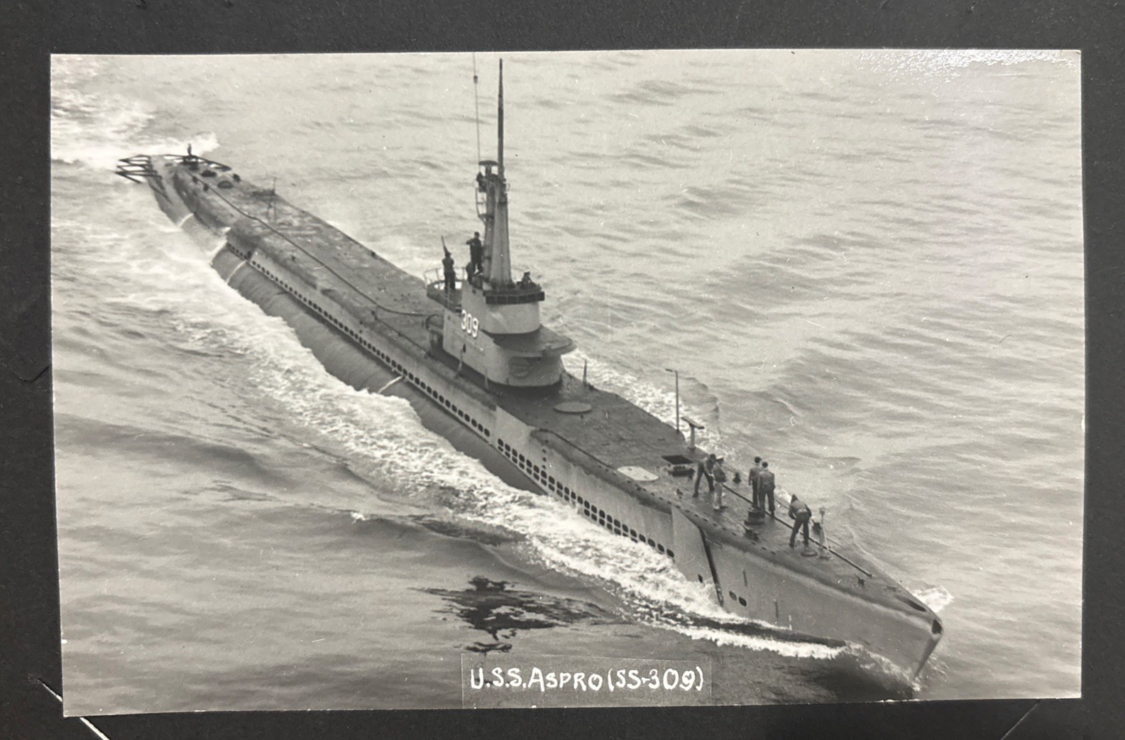 WWII USS Aspro SS-309 US Navy Submarine RPPC Real Photo Postcard