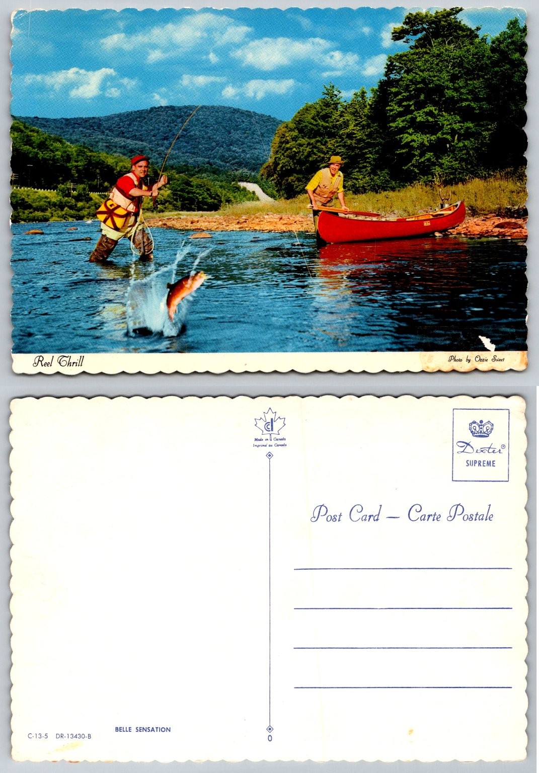 Vintage Ozzie Sweet “Reel Thrill” Fishing Postcard – Dexter Supreme Canada