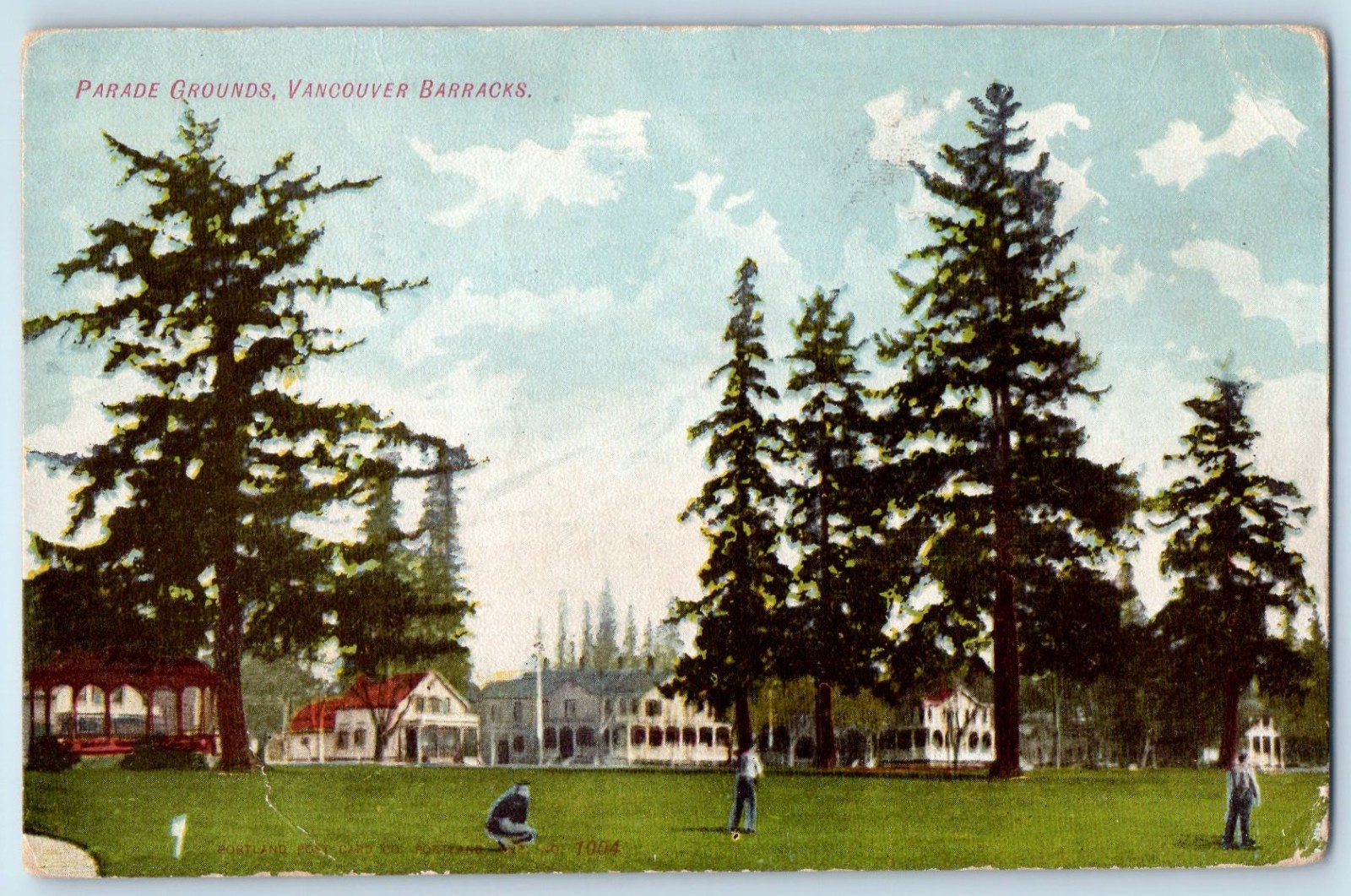 c1909 Vancouver British Columbia Canada Postcard Parade Grounds Barracks Posted