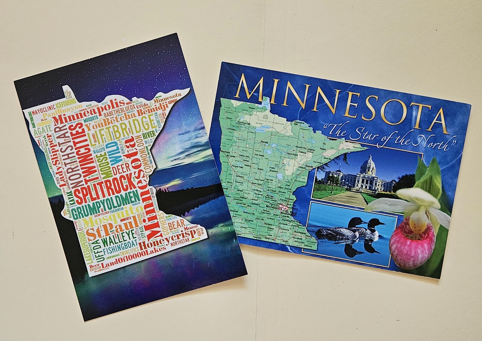 Minnesota Postcards. State Maps. Lot Of 2.