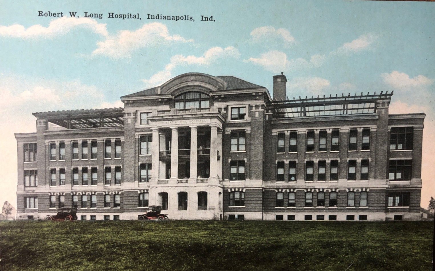 Printed Lithograph 1918 Postcard, Robert W Long Hospital, Indianapolis, Indiana