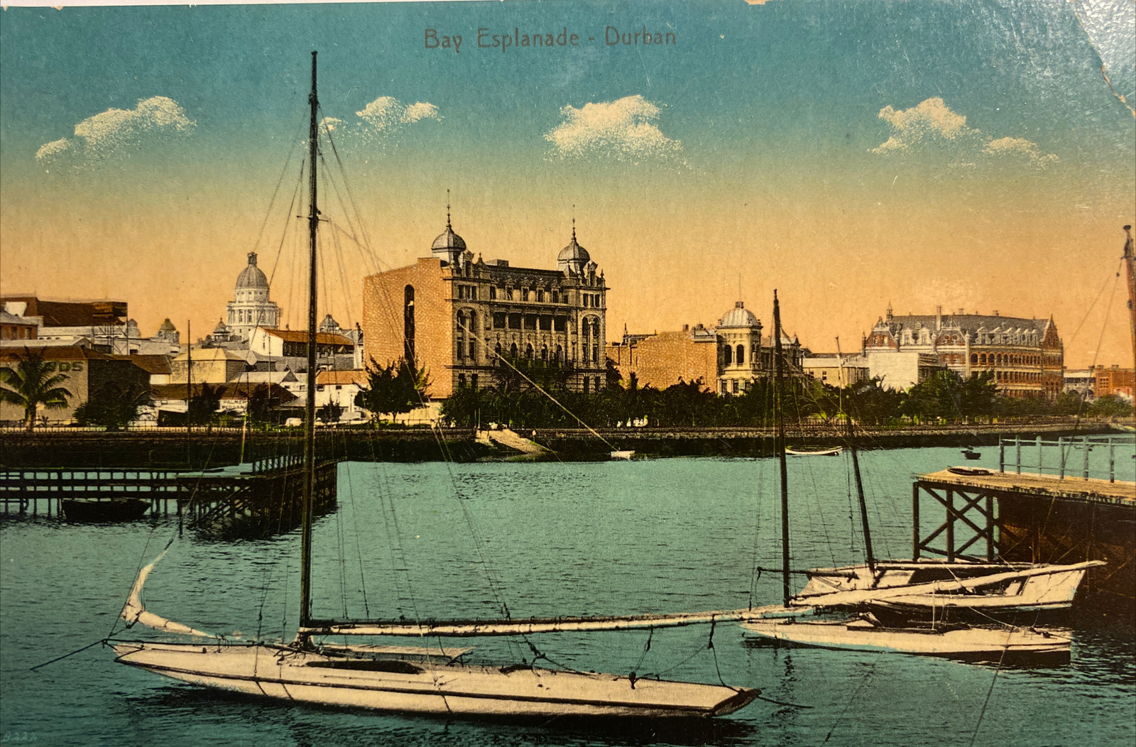 Durban South Africa Bay Esplanade Sail Boats Harbor 1910s