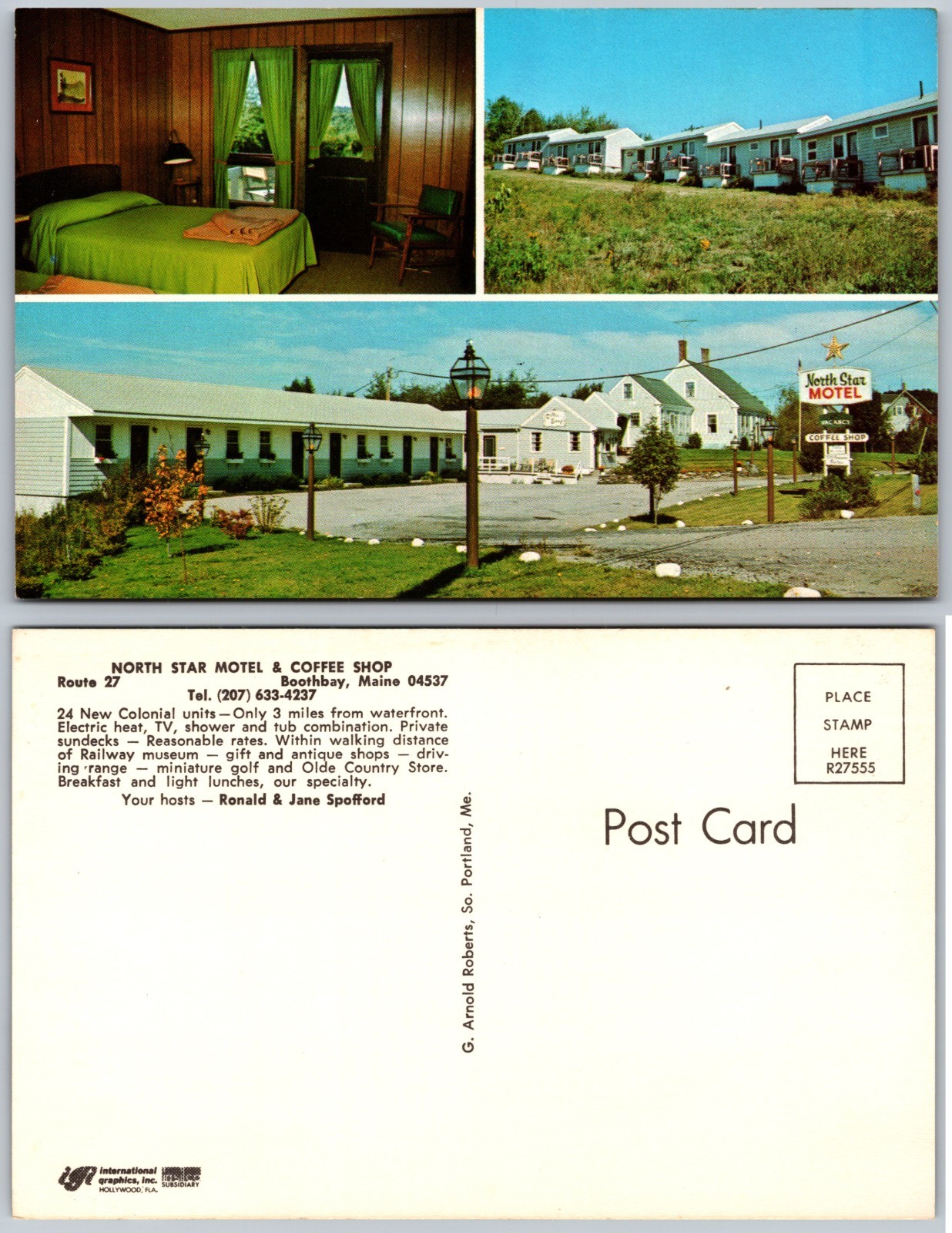 Wiscasset ME North Star Motel And Coffee Shop Postcard