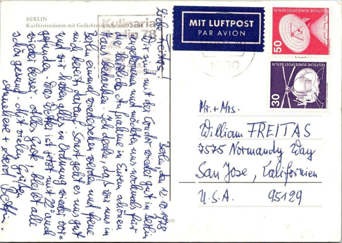 Vintage BERLIN Kurfürstendamm with memorial churches Postcard Posted
