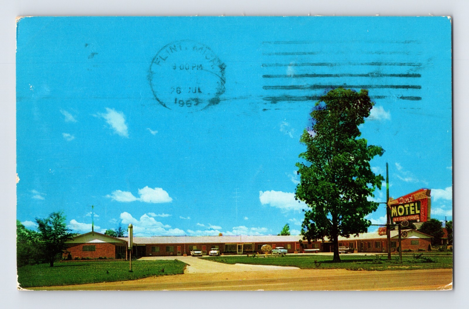 Postcard Michigan Flint MI Dort Motel 1963 Posted Chrome