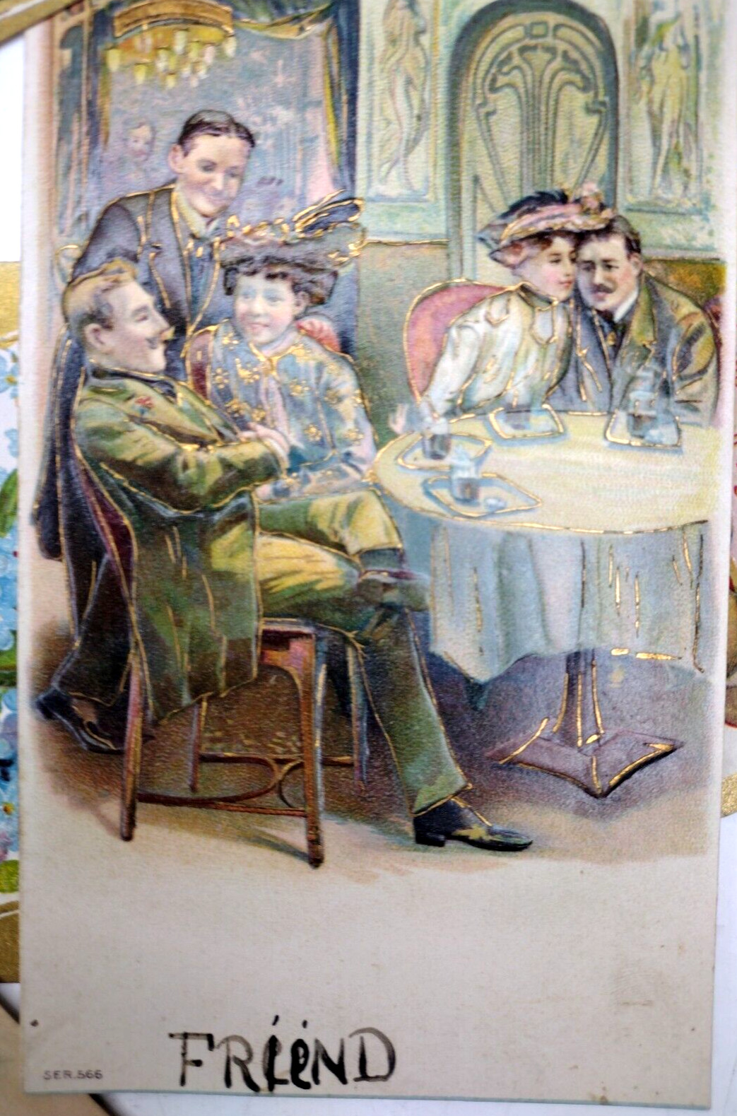 Lot of 10 Antique Postcards 1900-1919 Divided Back Era Gold Foil Embossed