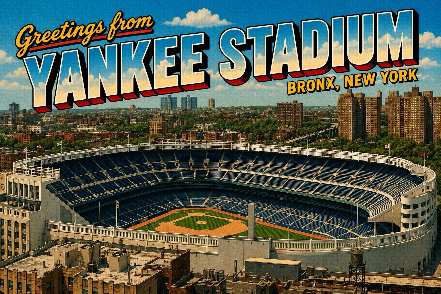 Greetings From Yankee Stadium BRONX, NEW YORK – MODERN Vintage Postcard C648