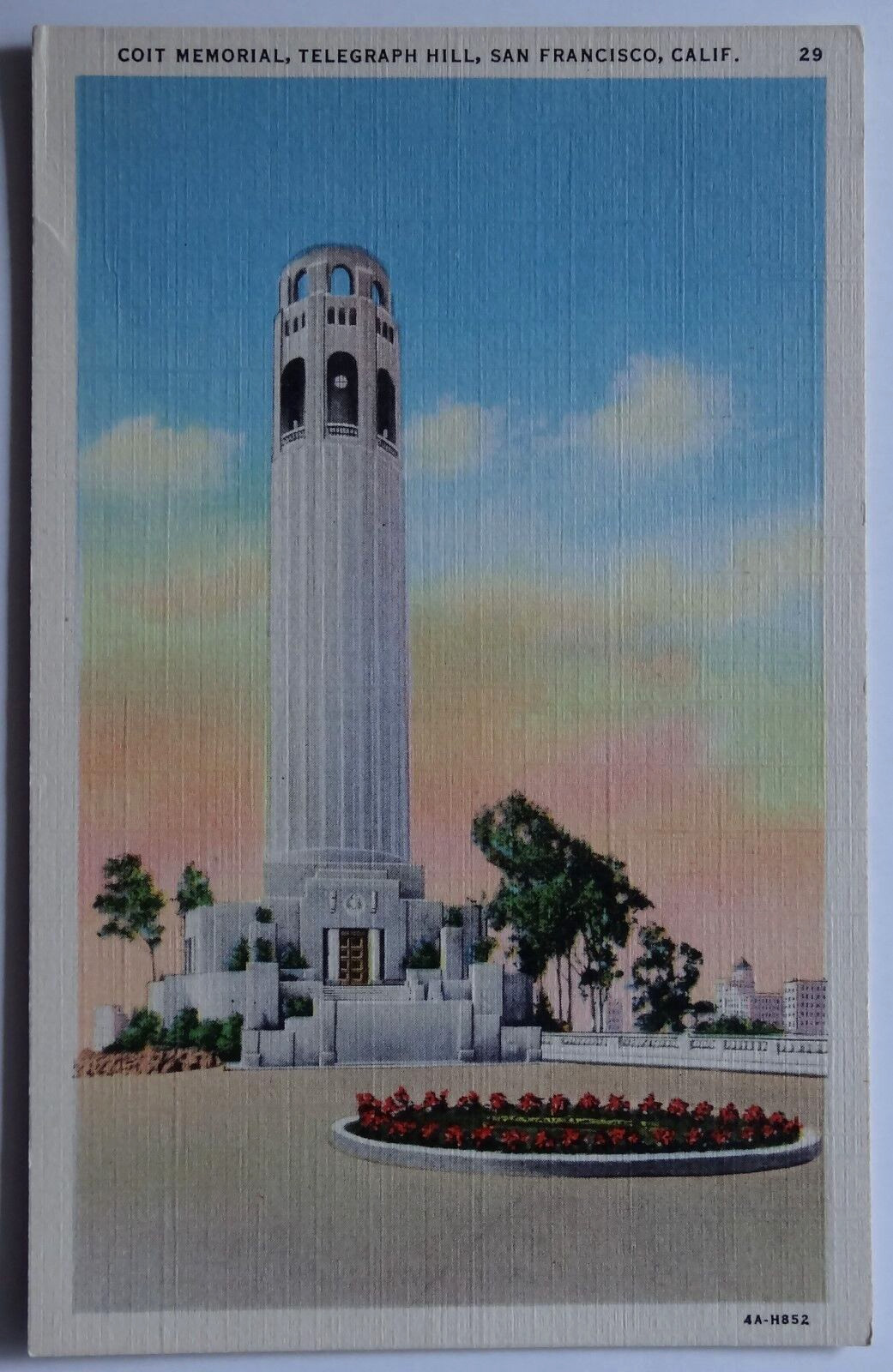 San Francisco Telegraph Hill Coit Monument California 1934 Postcard