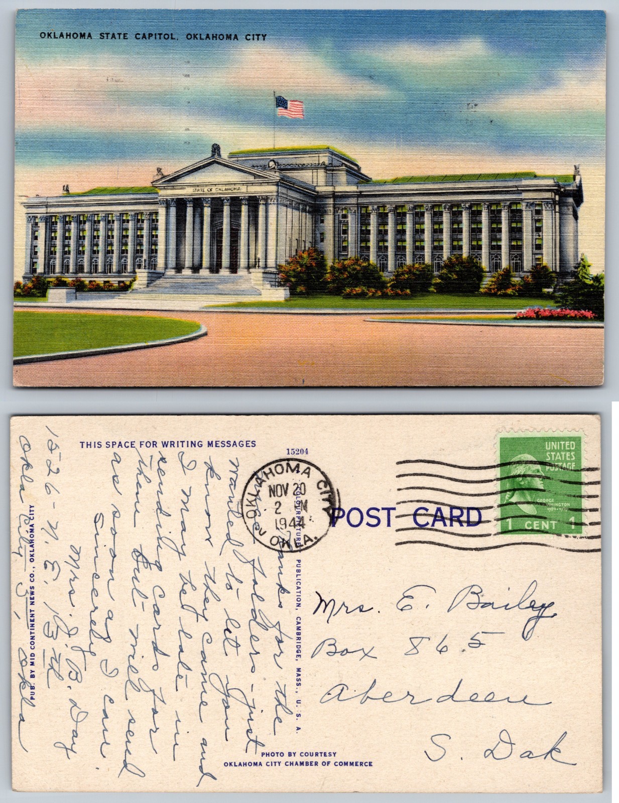Oklahoma State Capitol Oklahoma City Postcard