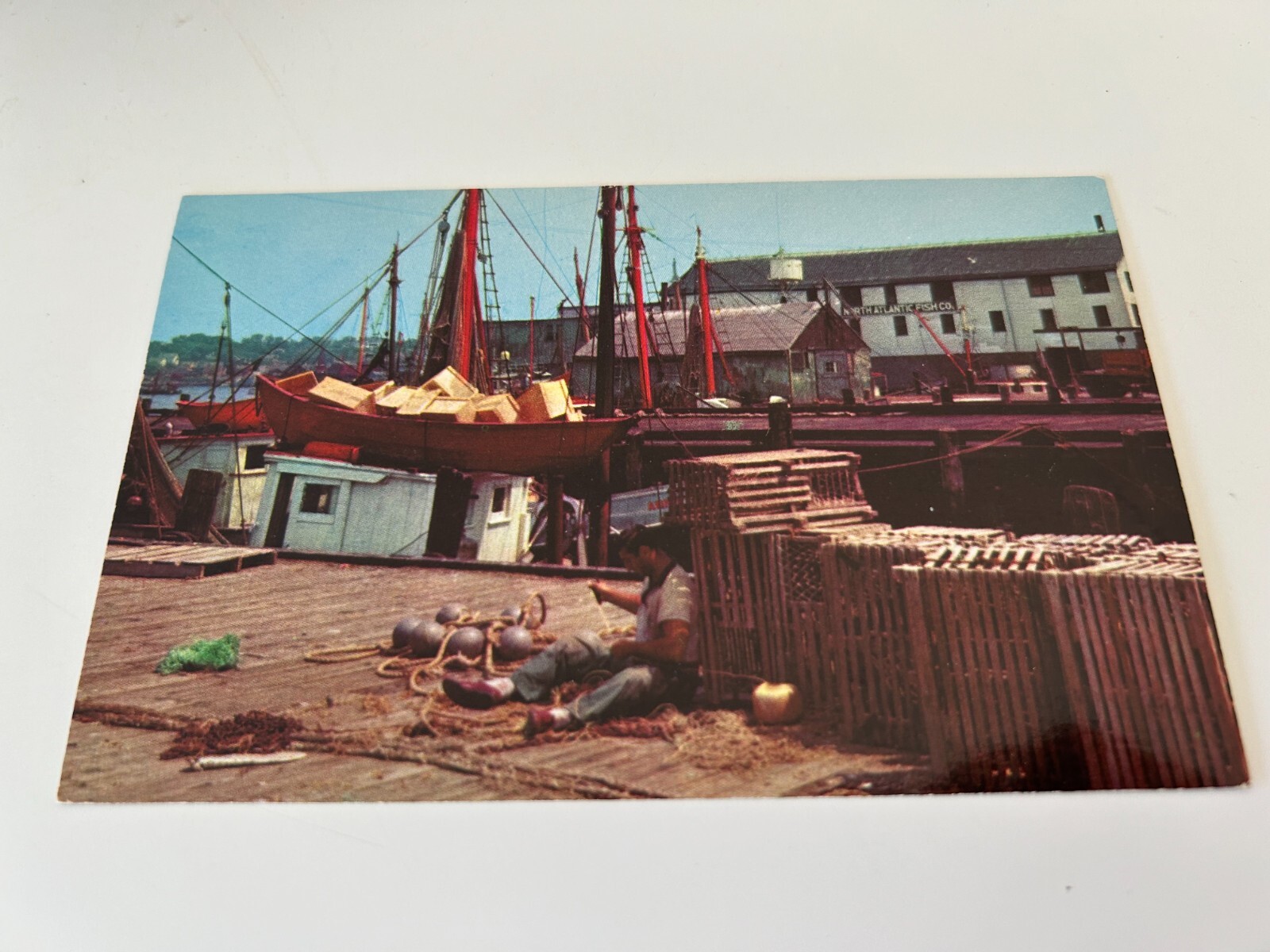 A Gloucester Fisherman Mending his Nets Gloucester Massachusetts Postcard