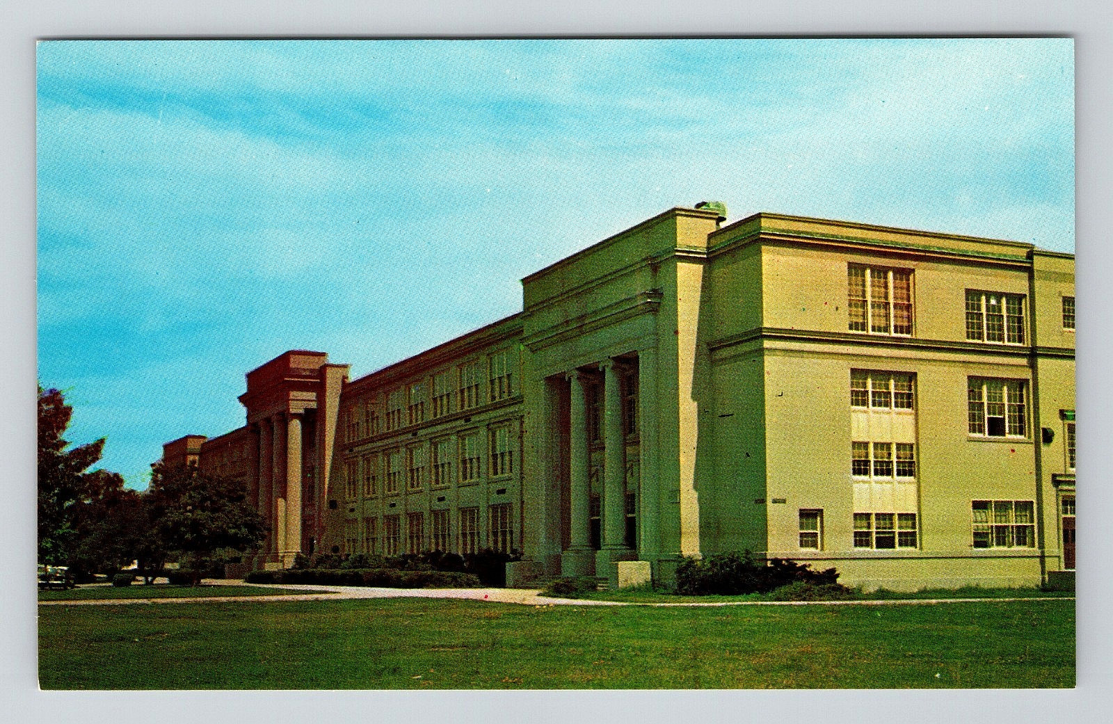 Postcard English High School Lynn Mass MA Education Building Street View Chrome