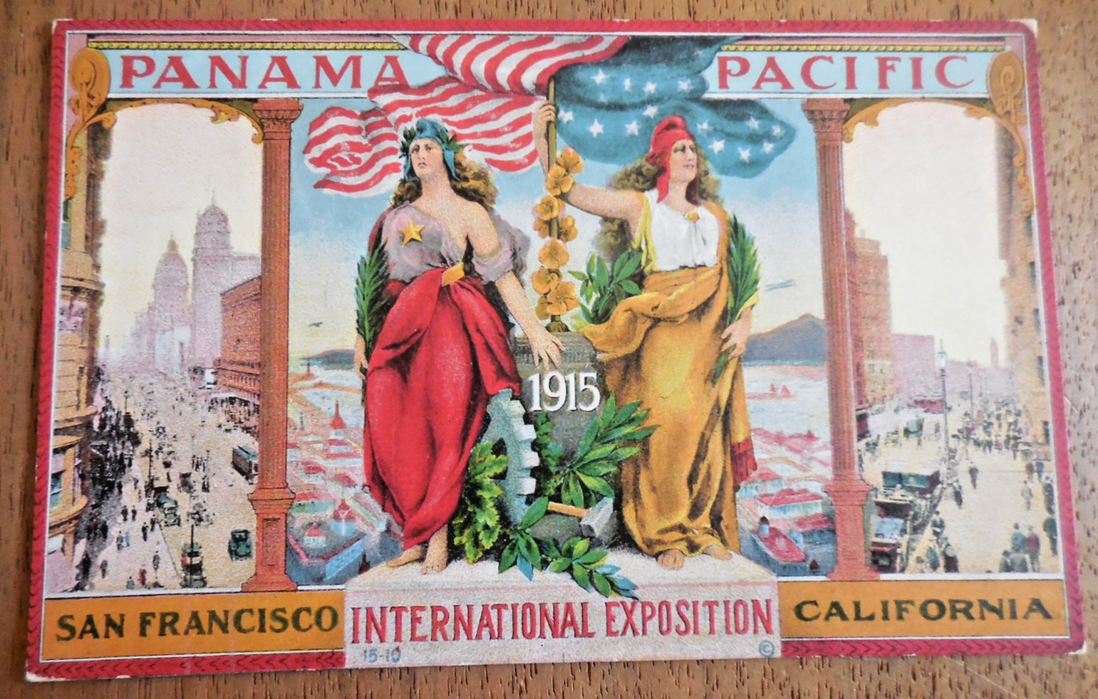 PPIE San Francisco Panama Pacific Exposition Women Flags Advertising Postcard