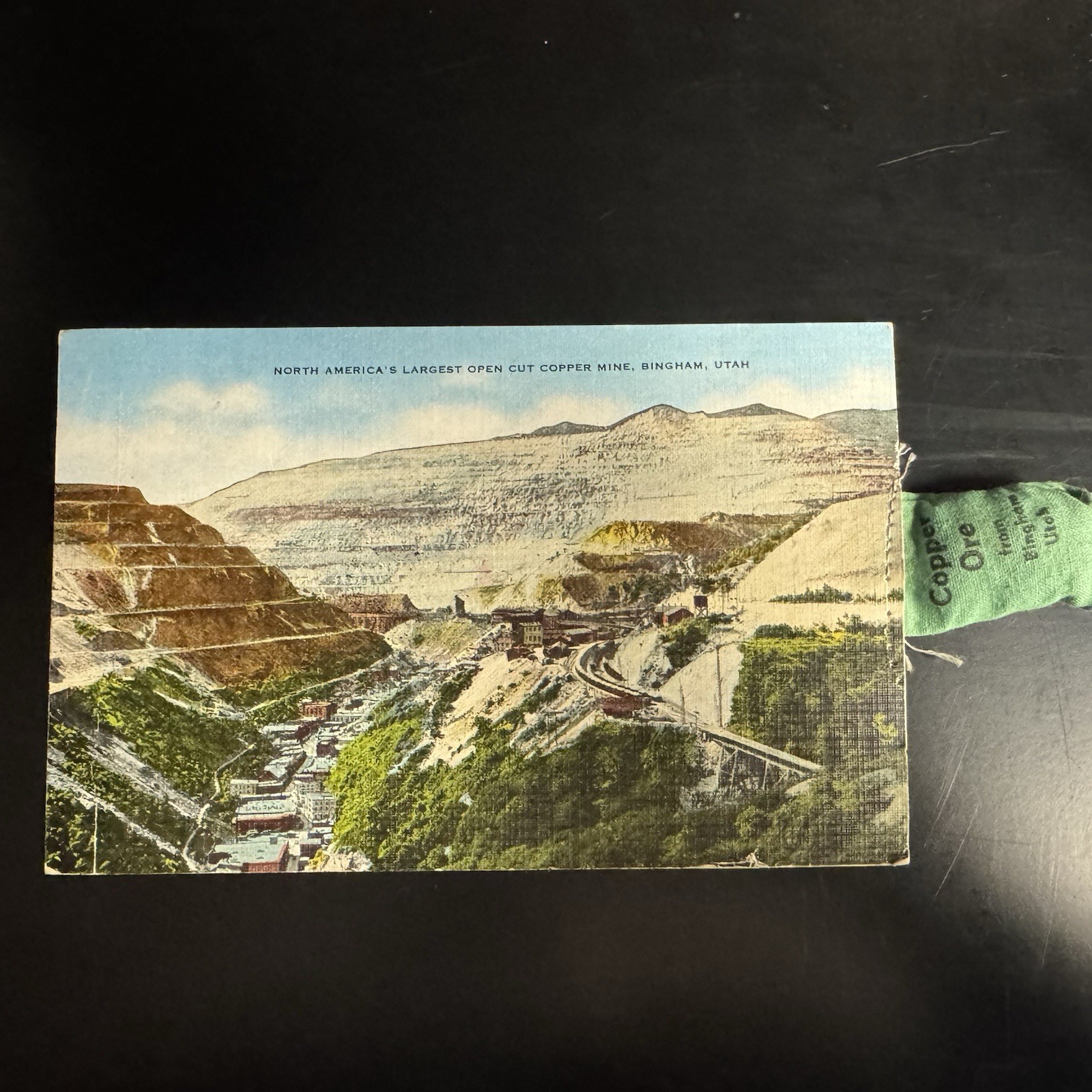 1951 Bingham Canyon Utah Copper Mine w/ Copper Ore Souvenir sample – Mailed