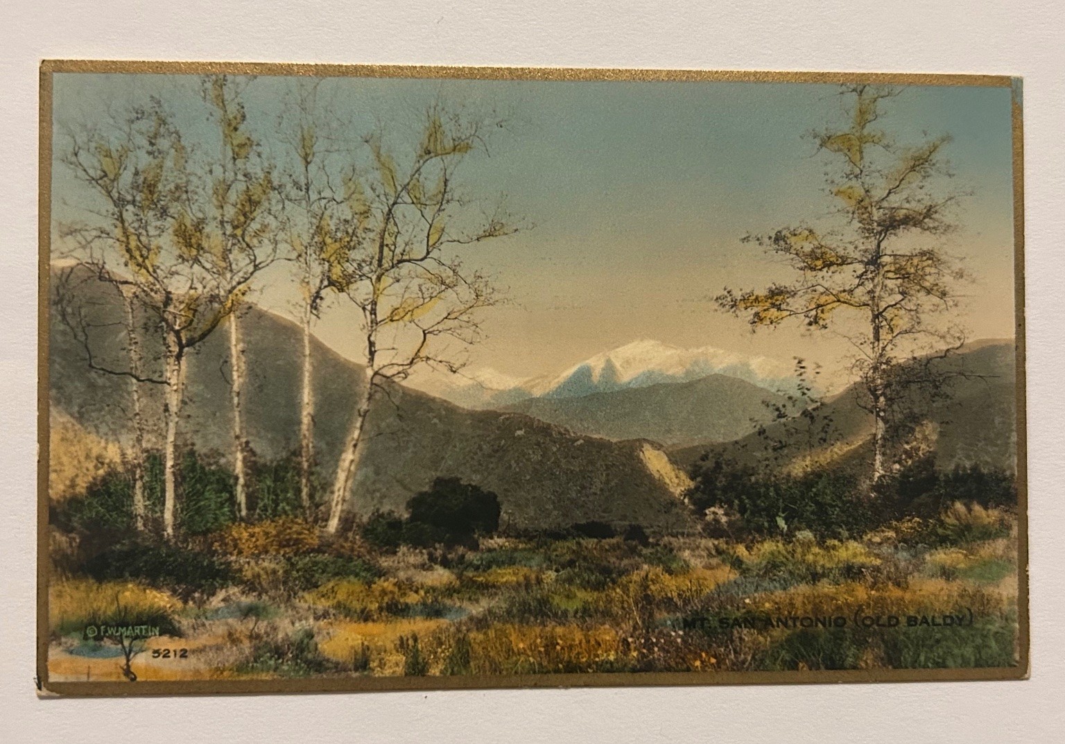 Hand Painted Photograph Postcard Mt. San Antonio Old Baldy California Mountain