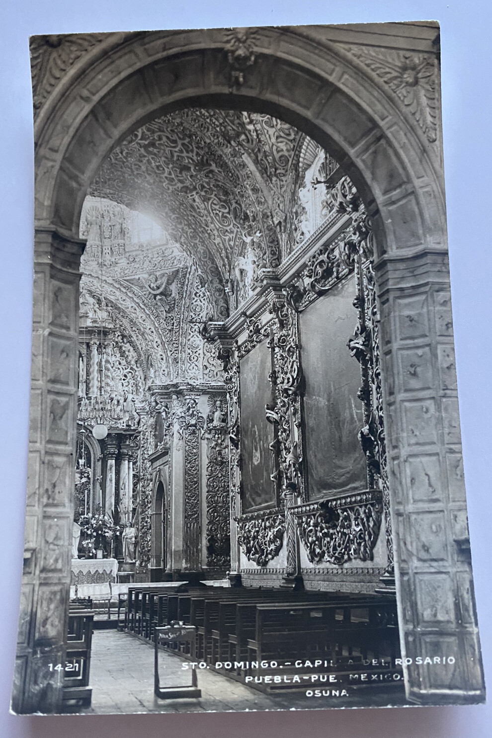 Vintage RPPC Postcard ~ Santo Domingo Capilla Del Rosario ~ Puebla Mexico