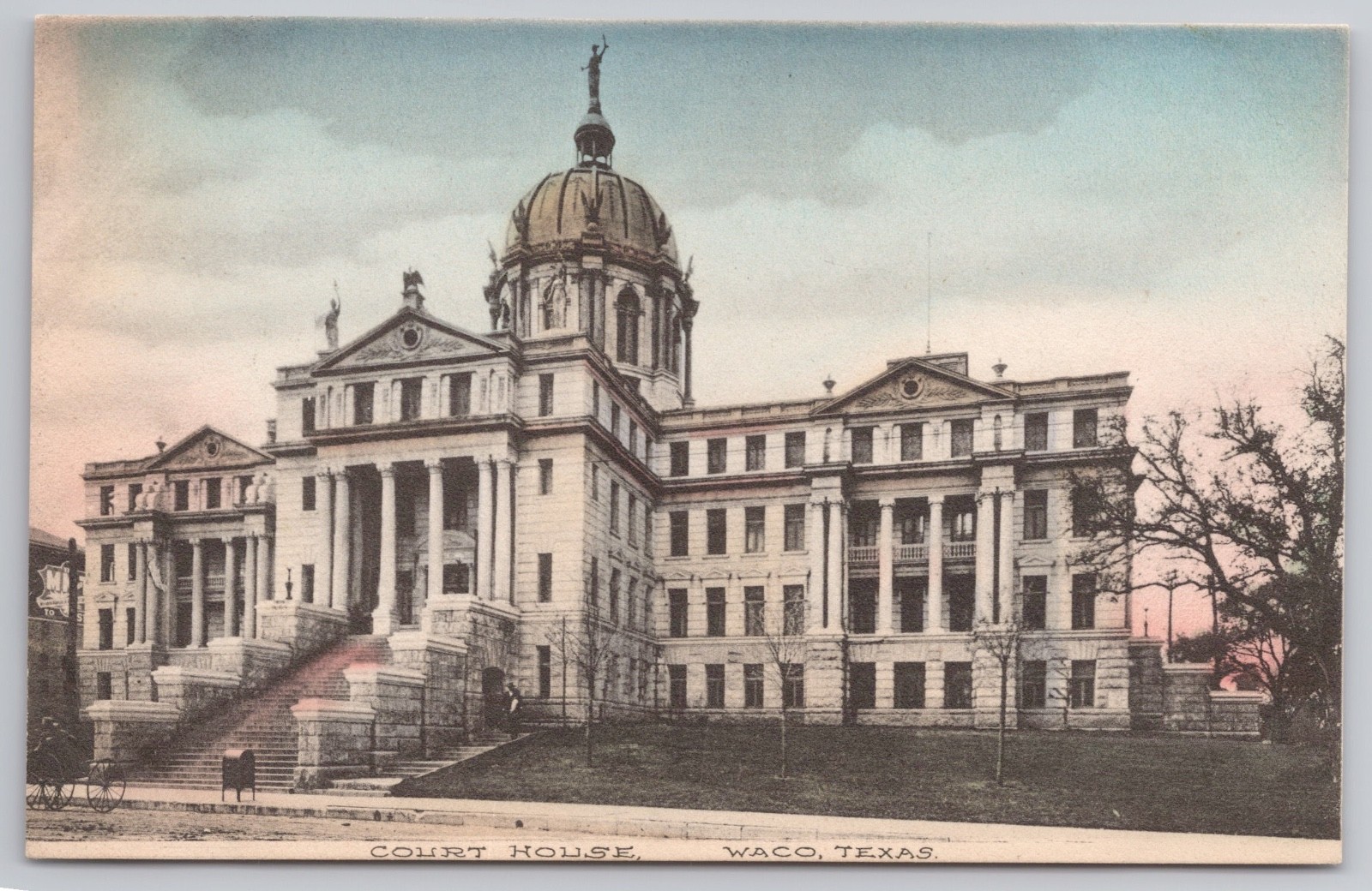Postcard Waco Texas TX Court House Hand Colored Albertype c1910 Unposted