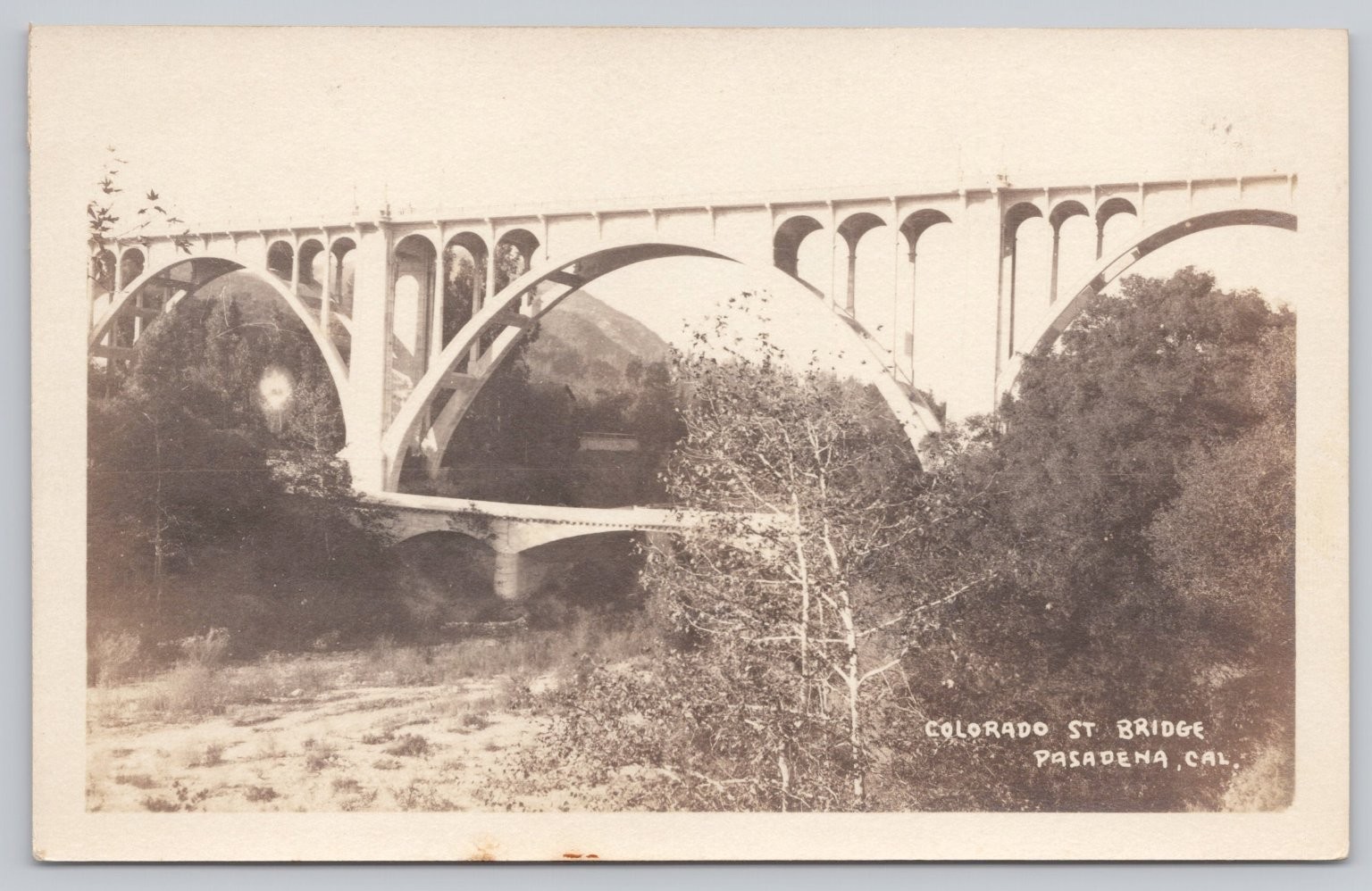 Real Photo Postcard Colorado St Bridge Pasadena CA Vintage RPPC