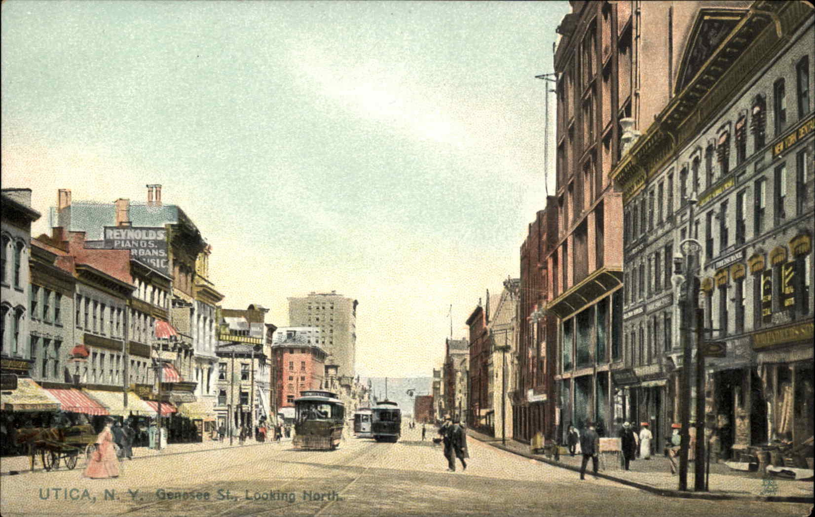Utica New York NY Street Scene Trolley Tuck c1900s-20s Postcard