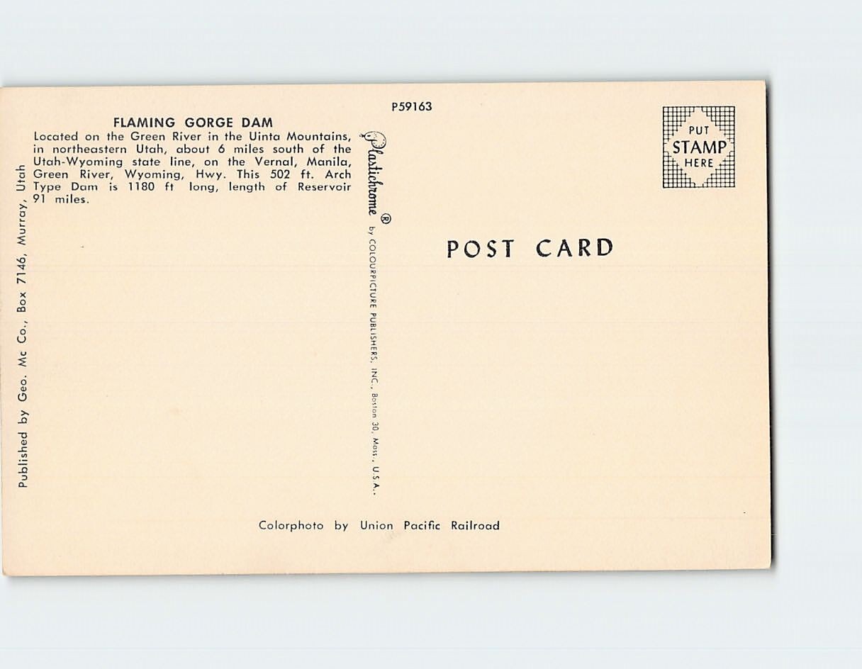 Postcard Flaming Gorge Dam
