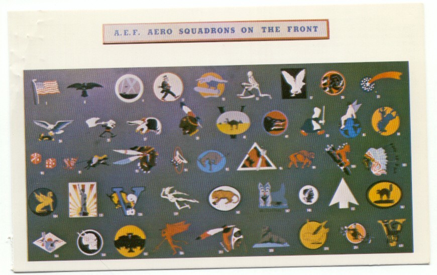 U.S. Air Service Squadrons Insignia Postcard Air Force Museum Ohio