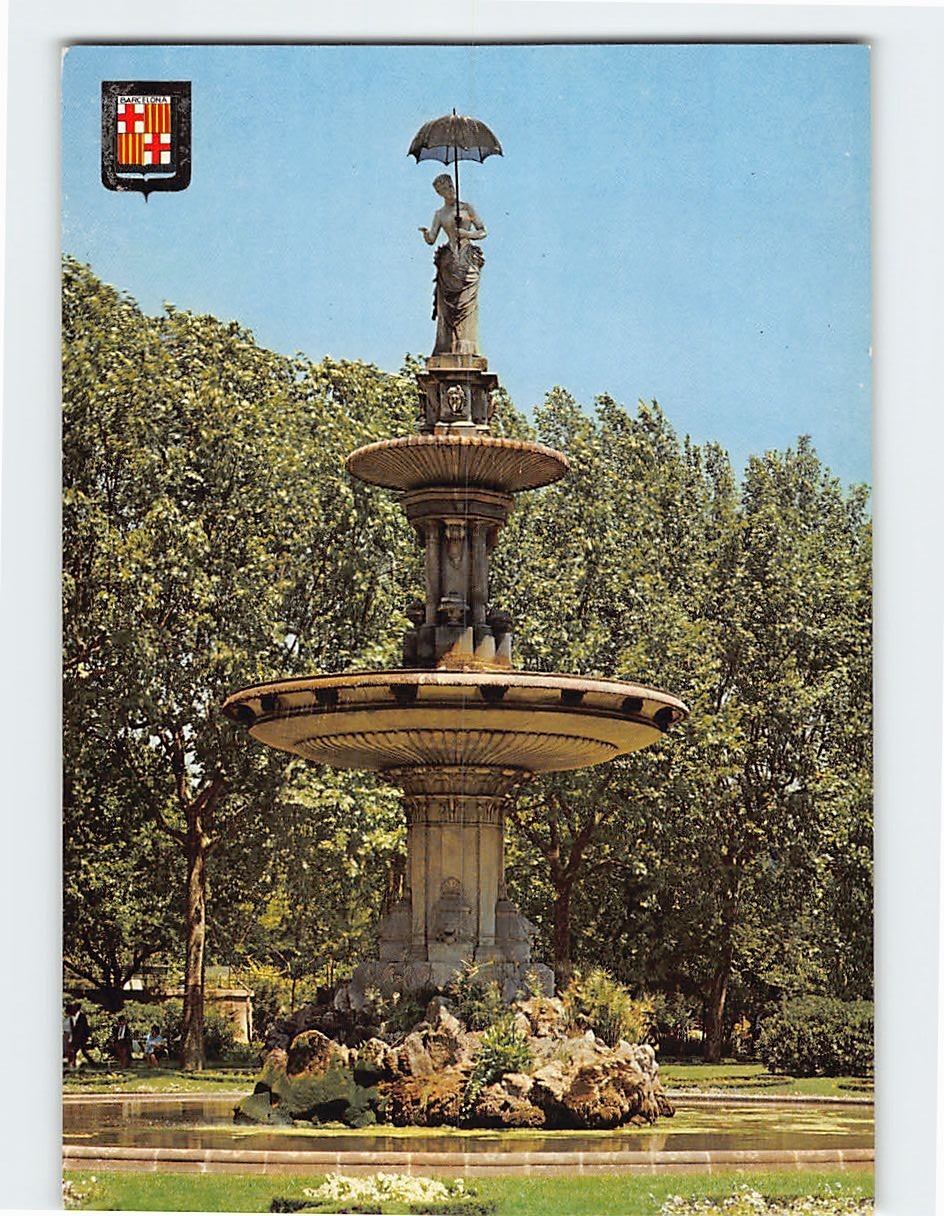 Postcard La Dama del Paraguas Barcelona Spain