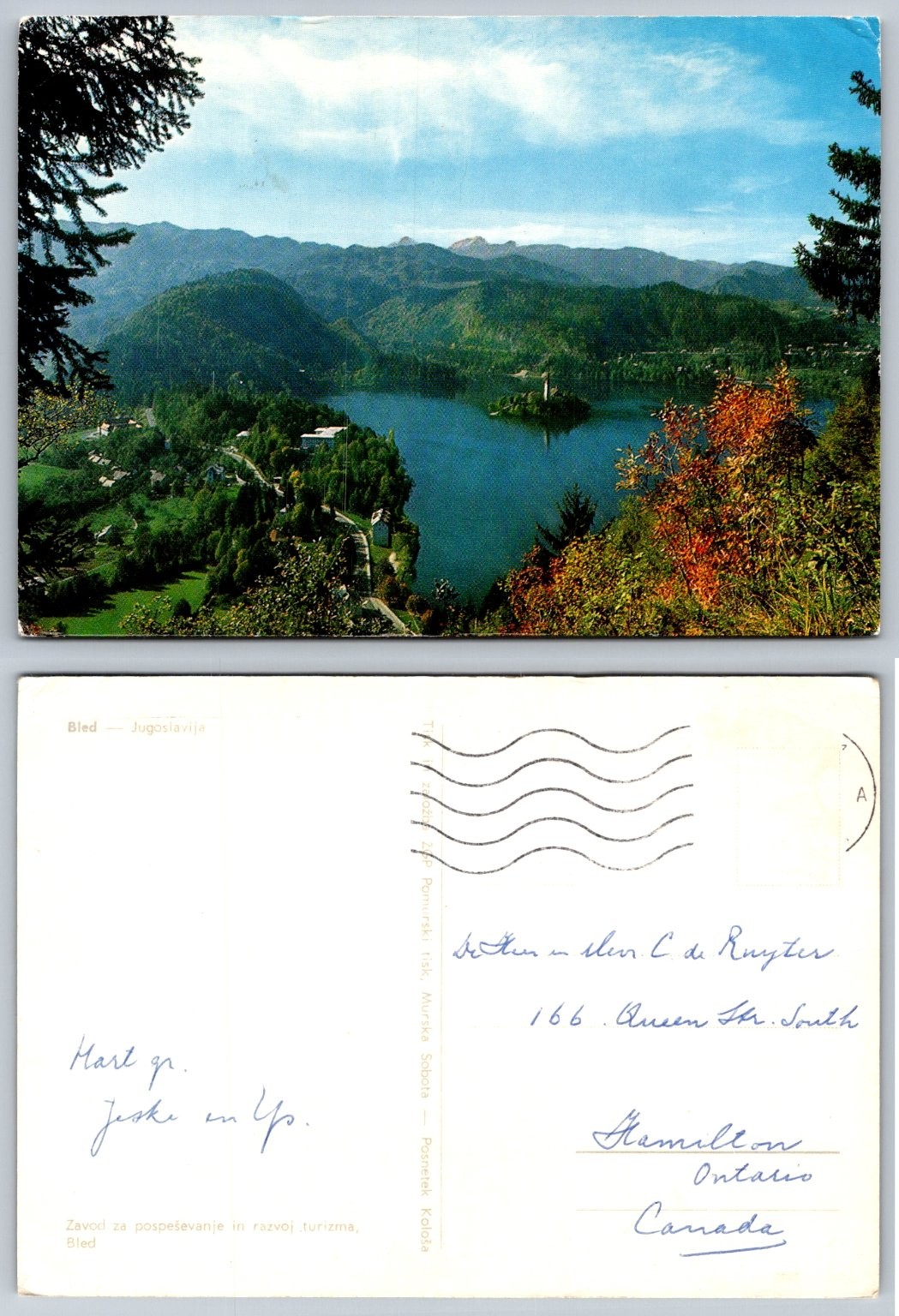 Vintage Lake Bled Yugoslavia Postcard – Island Church & Mountains View