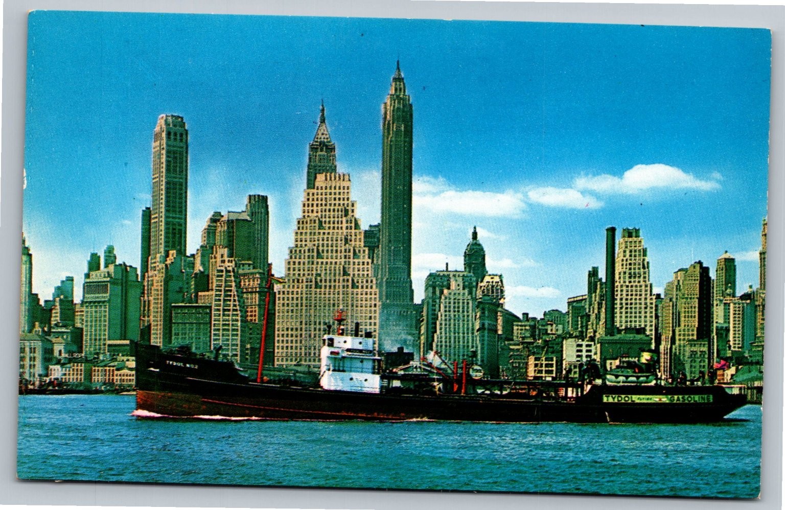 Vintage Skyline of Manhattan Postcard by Charles Phelps Cushing
