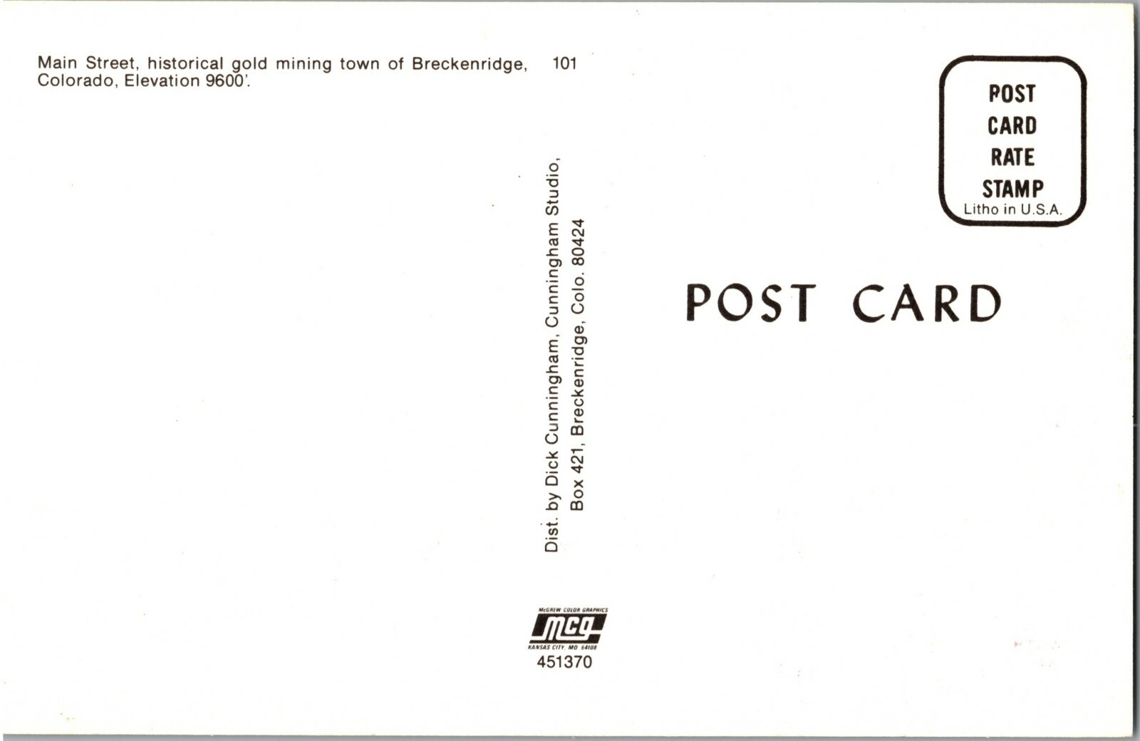 Vintage 1970s Main Street Gold Mining Town Breckenridge Postcard Colorado