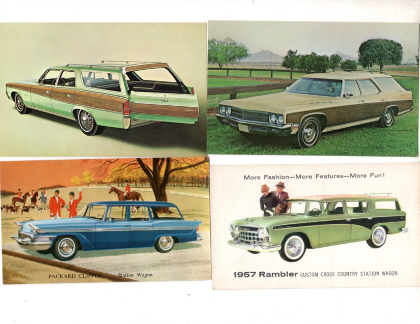 ANTIQUE AUTO, STATION WAGONS, LOT OF 35 VINTAGE POSTCARDS (BL100)