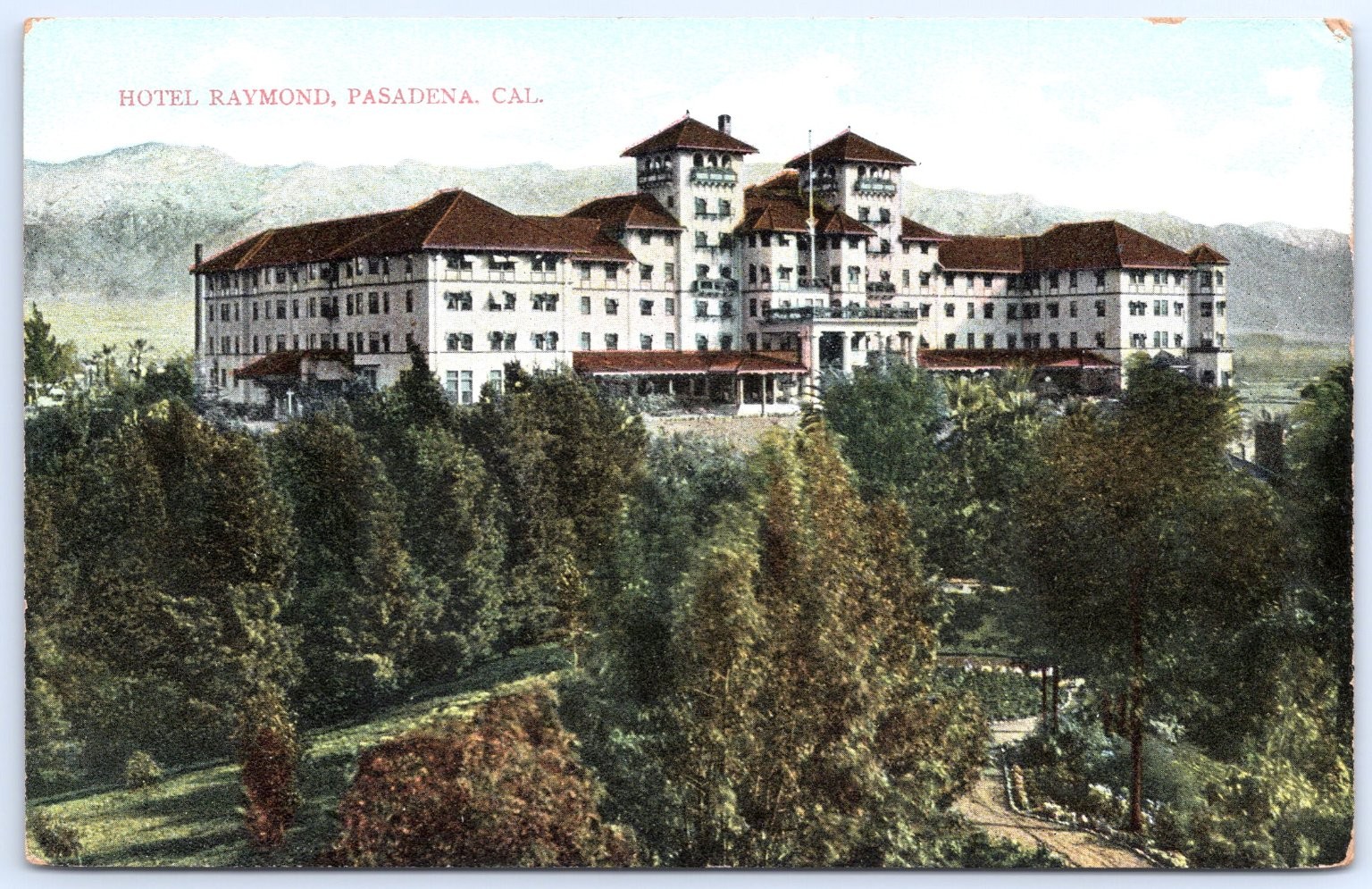 Hotel Raymond Pasadena CA Early 1900s L. R. Severns Postcard German Print