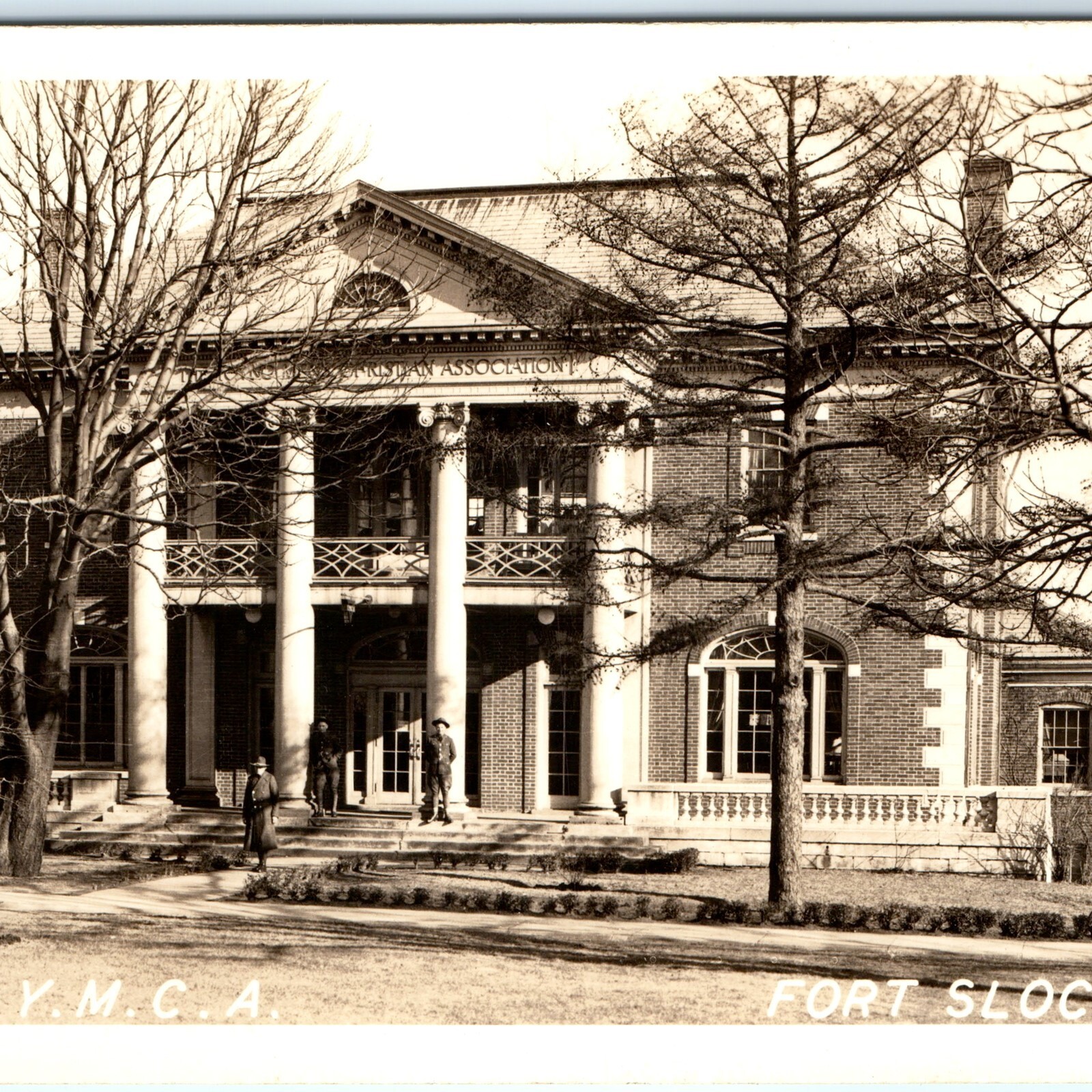 c1940s Fort Slocum, NY Army YMCA New Rochelle RPPC WWII Soldiers Photo Postcard