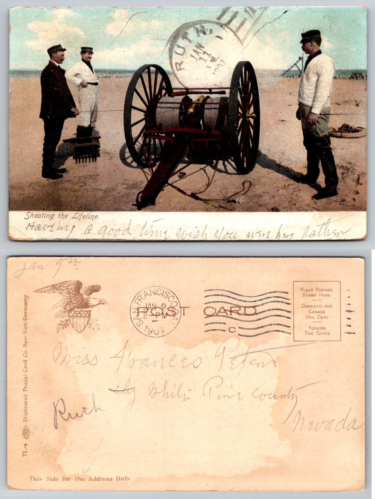 Shooting the Lifeline Cannon Beach Scene Postcard