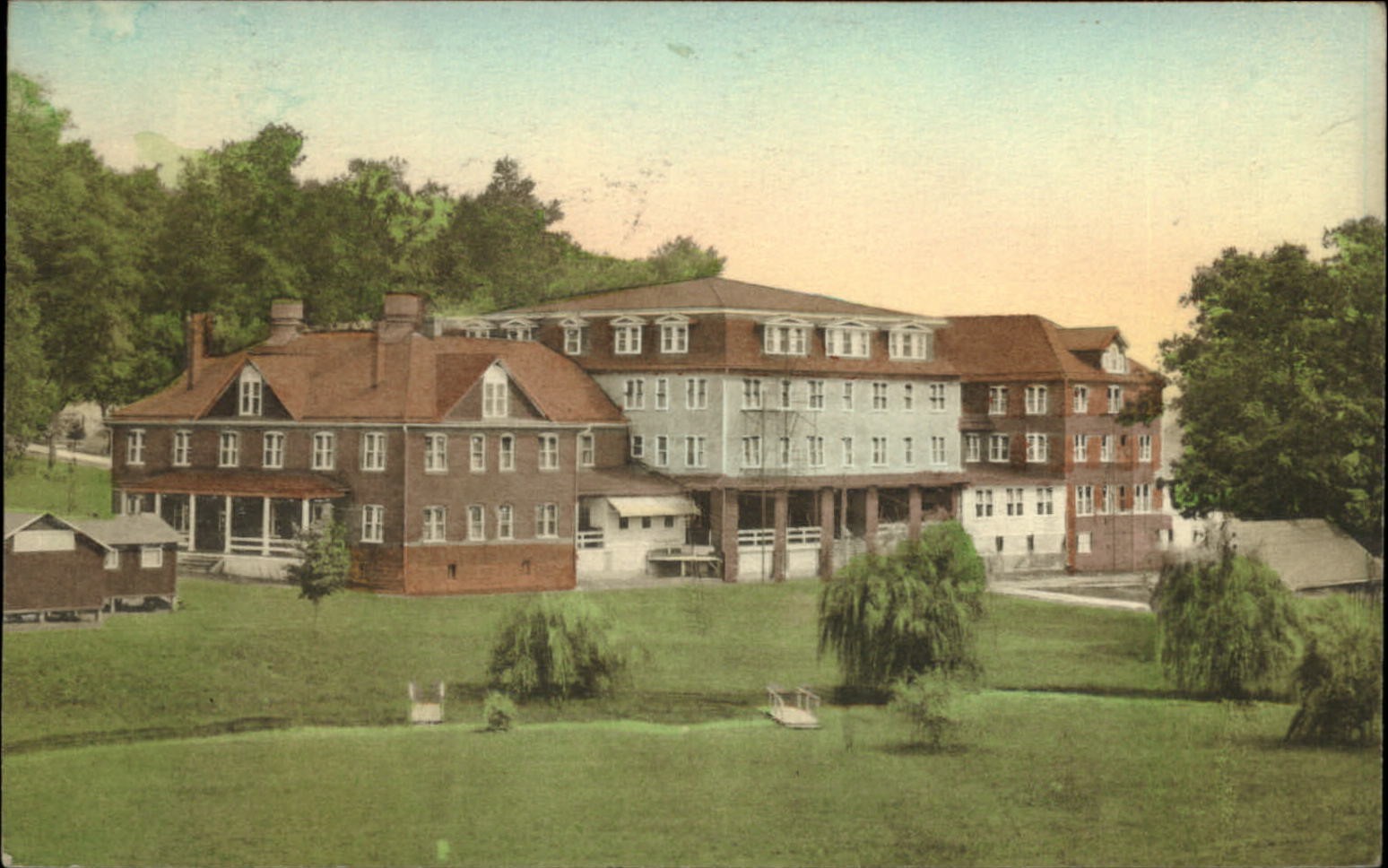 Massanetta Springs Hotel Harrisonburg VA hand colored Albertype postcard e215
