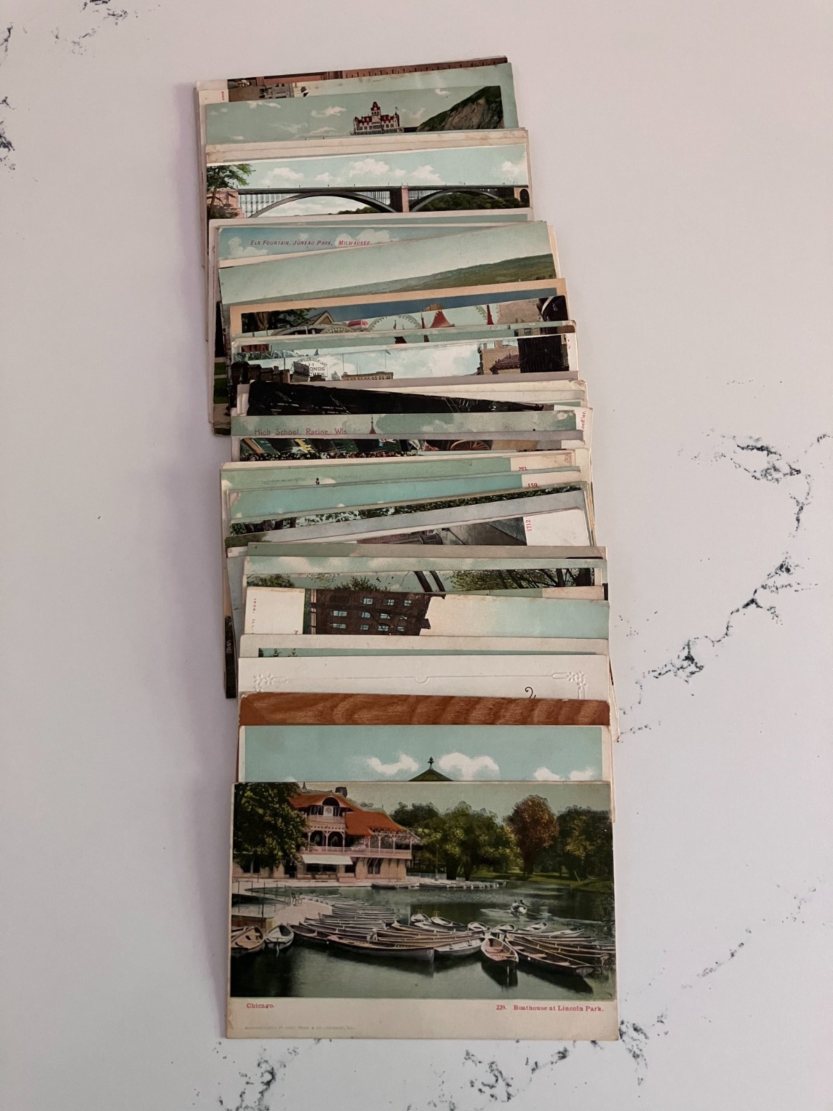 LARGE LOT OF 66 VINTAGE UNUSED COLOR POSTCARDS ALL WITH 1 CENT BLANKS