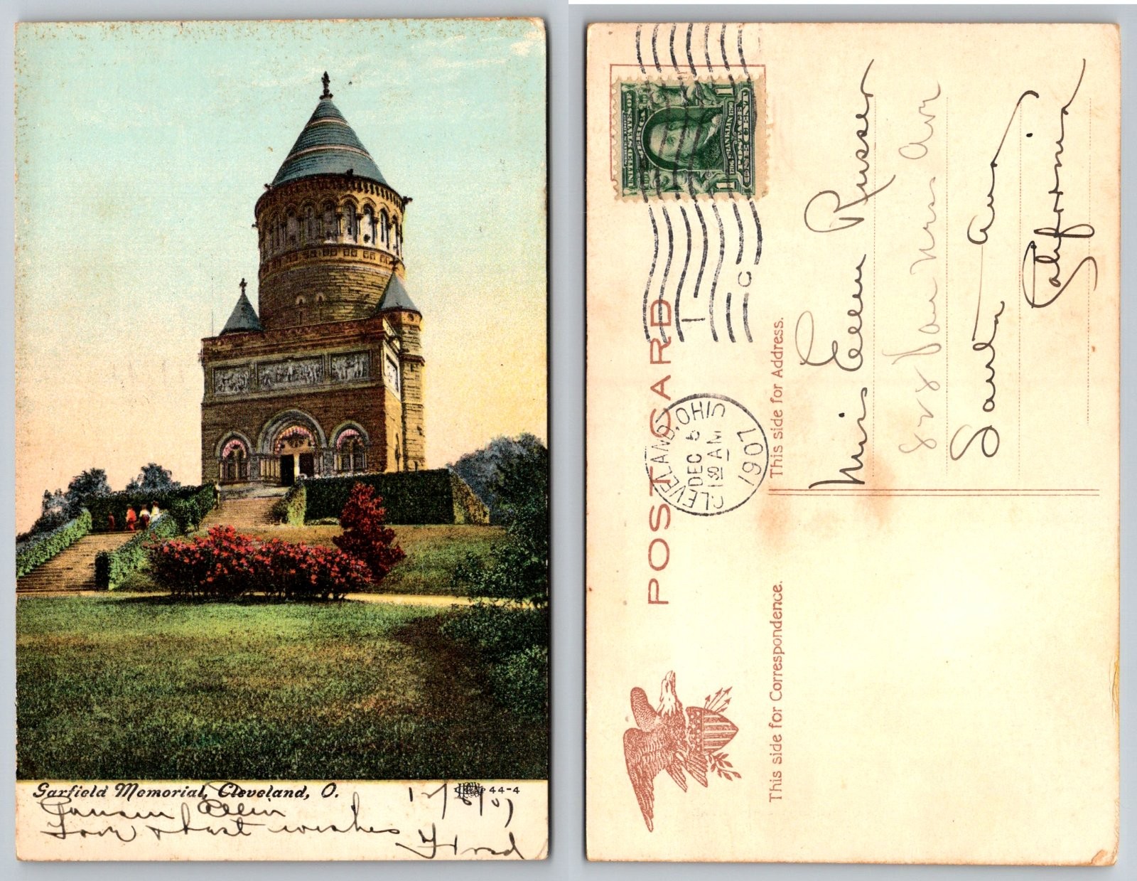 Standard Garfield Memorial Cleveland Ohio Postcard