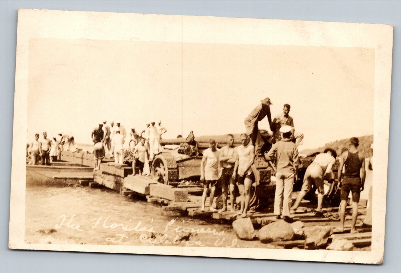 RPPC WWI Era US Military Coastal Artillery Cannon & Soldiers Real Photo Postcard