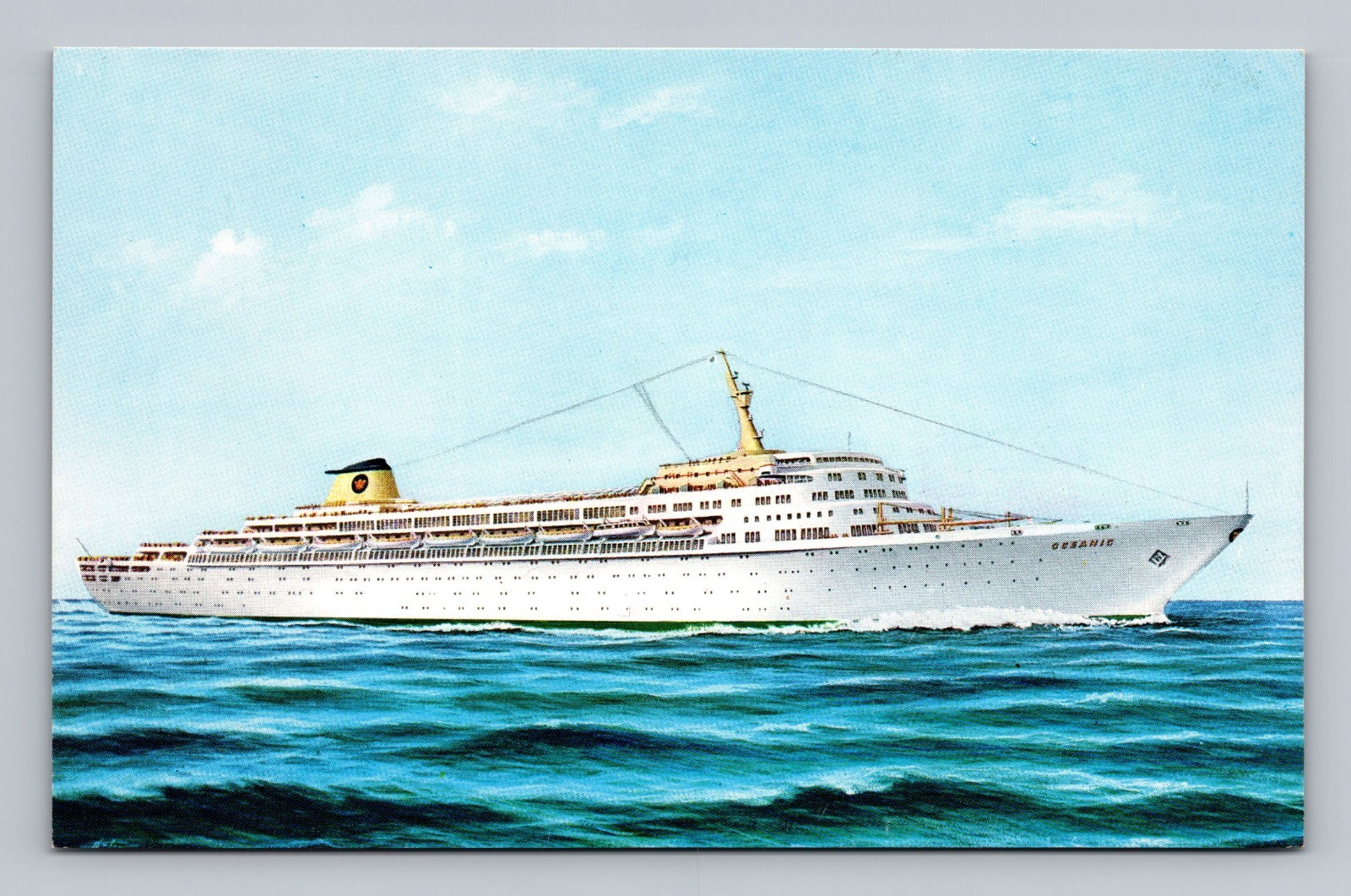 Postcard Cruise Ship SS Oceanic Home Lines Ocean Liner Italian Crew vintage