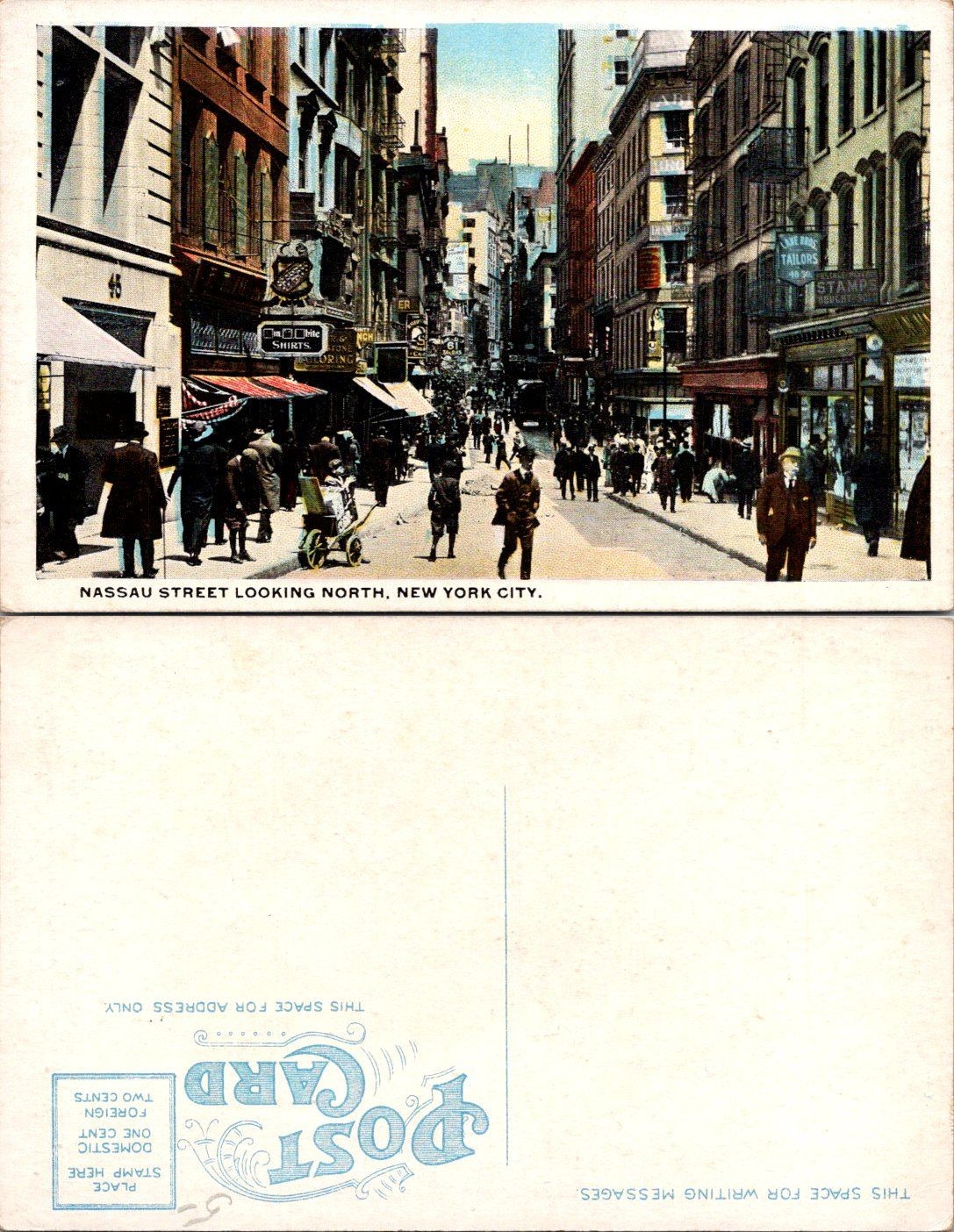 Nassau Street Looking North New York City Vintage Postcard Unposted Divided Back