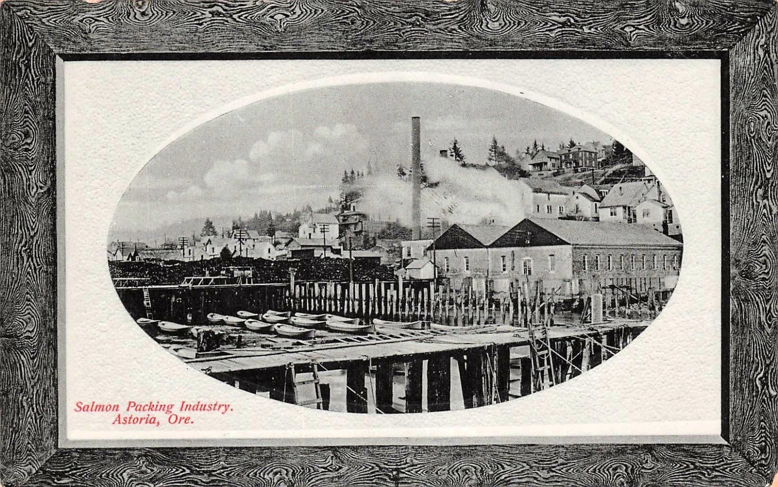 Salmon Packing Industry Astoria Oregon Cannery Waterfront Vtg Postcard K21