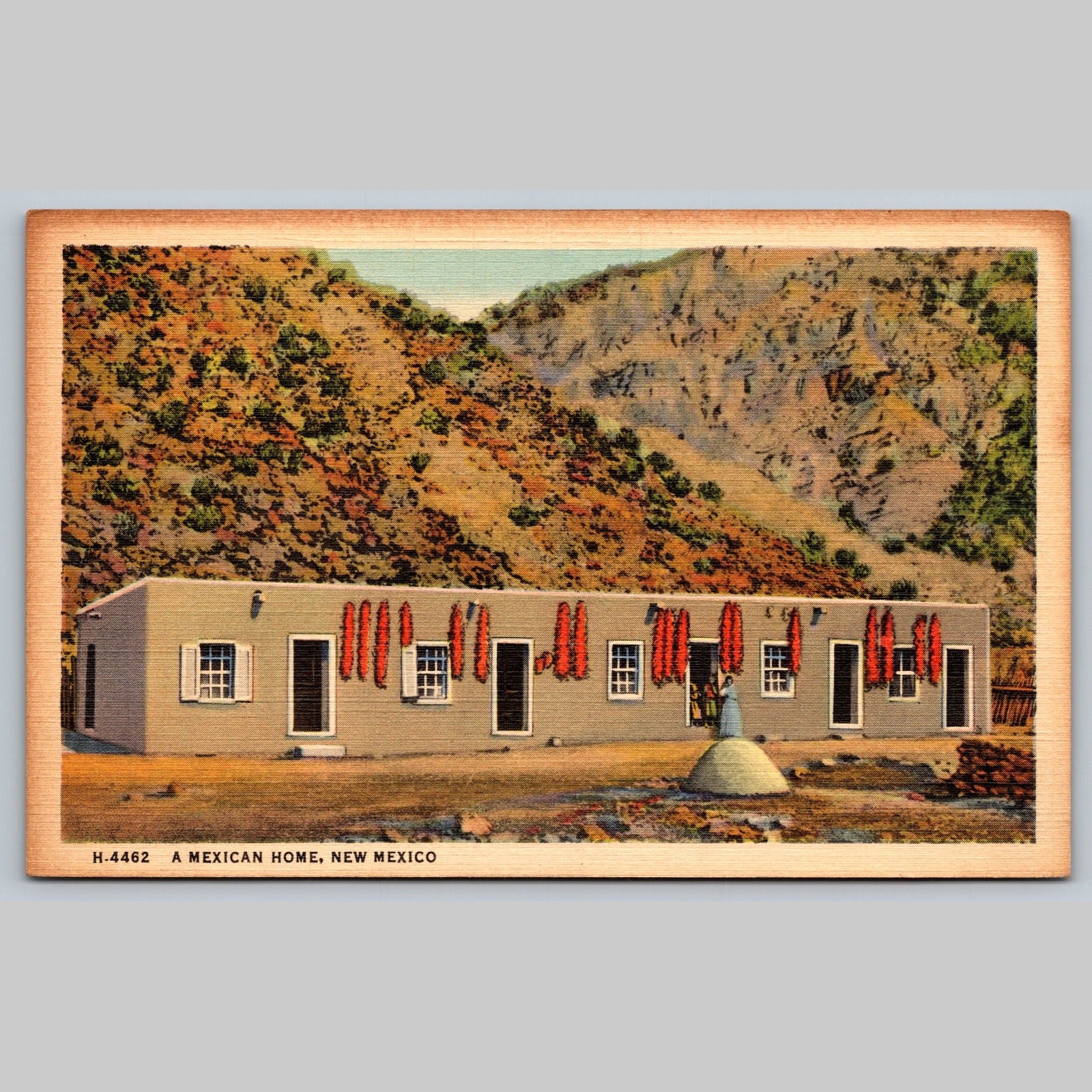 Postcard Adobe Home New Mexico Fred Harvey Linen Architecture