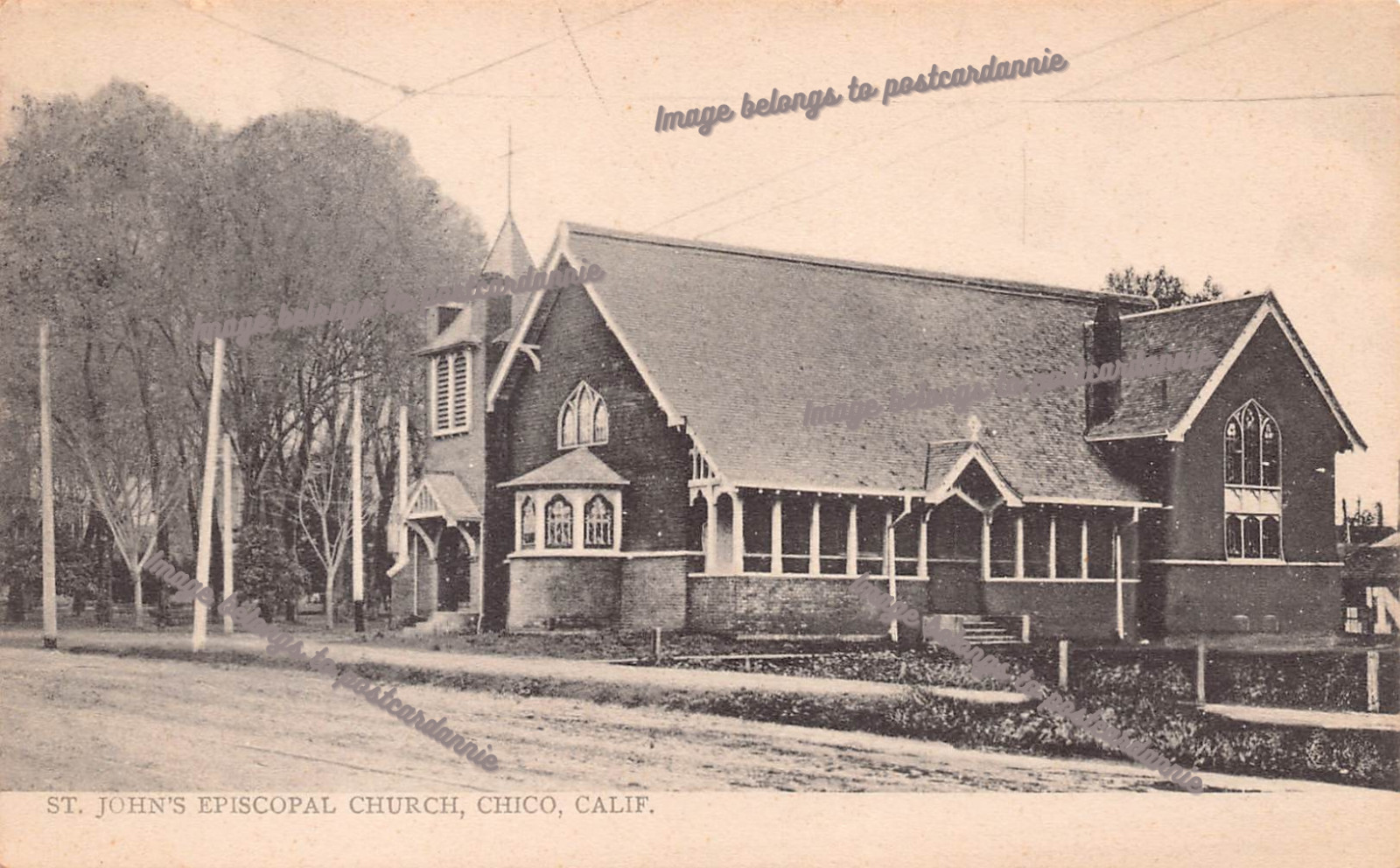 Chico CA California St John’s Episcopal Church Early 1900s Vtg Postcard B49