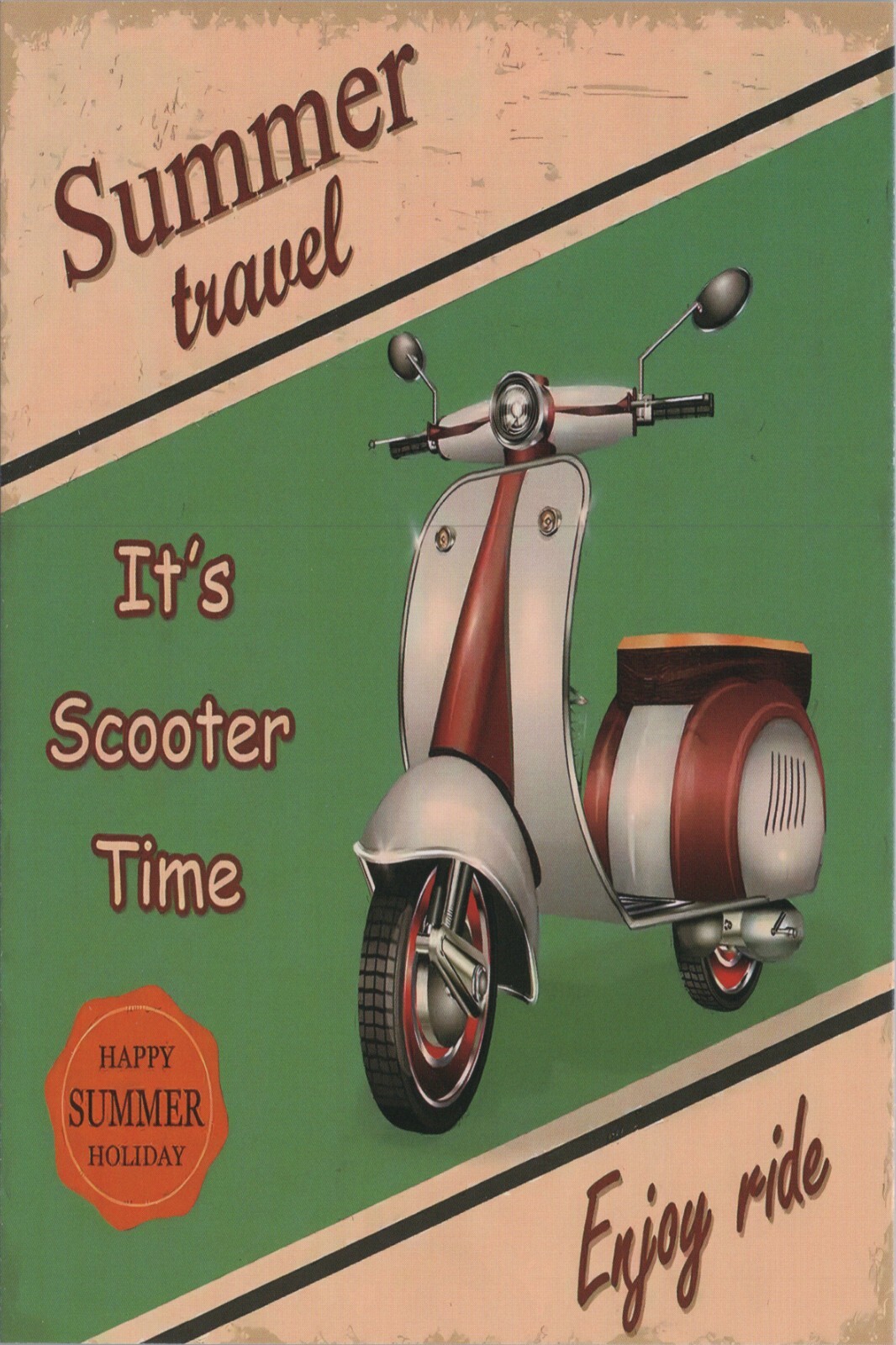 Summer Travel on a Scooter ~ New 2024 Image Card 4×6 inches UNP 10328.2