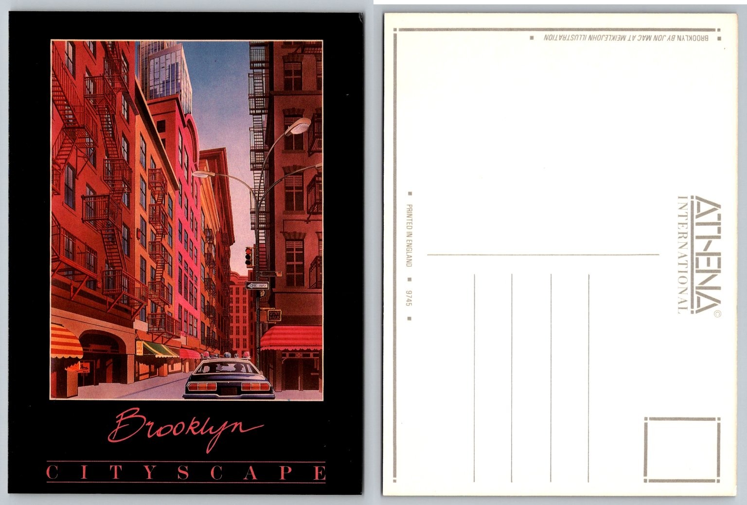 Brooklyn Cityscape Art Postcard by Jon Mac – Athena International England