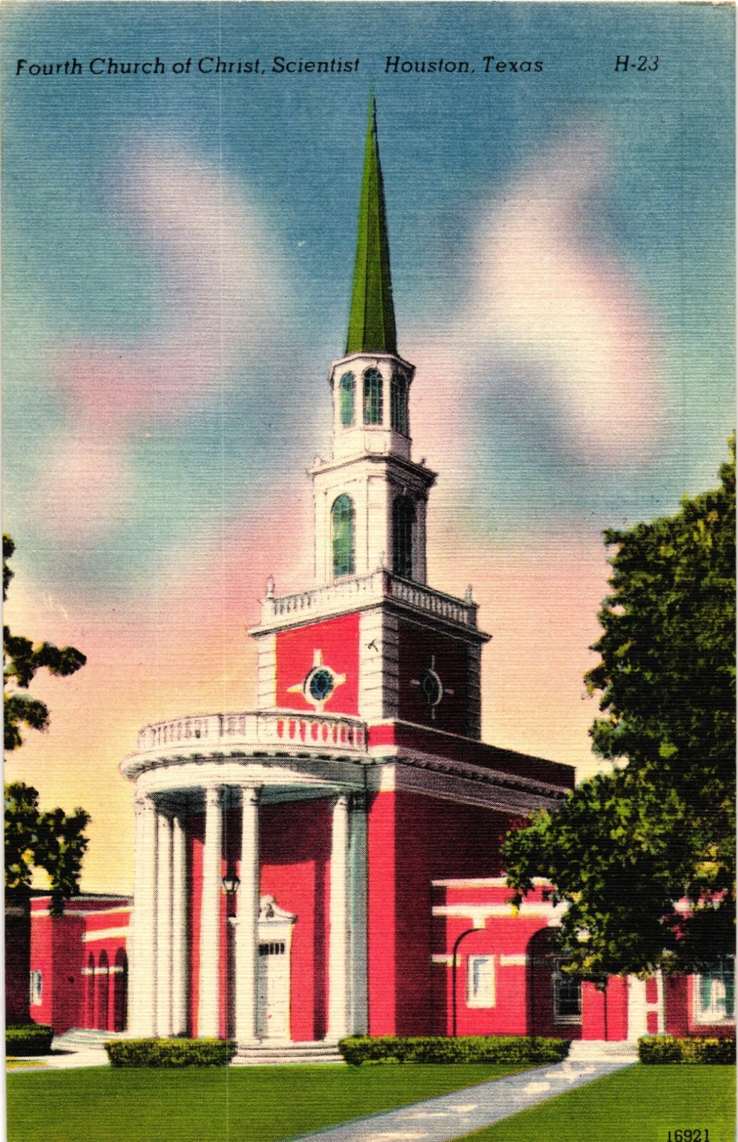 TEXAS Houston Fourth Church of Christ Scientist TX Vintage Postcard