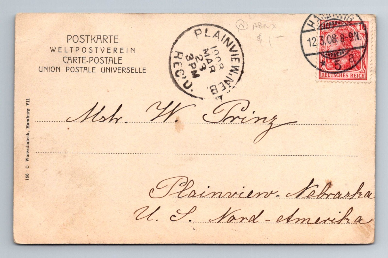 Postcard Germany Hamburg Brookthorhafen Docked Ships Dock vintage