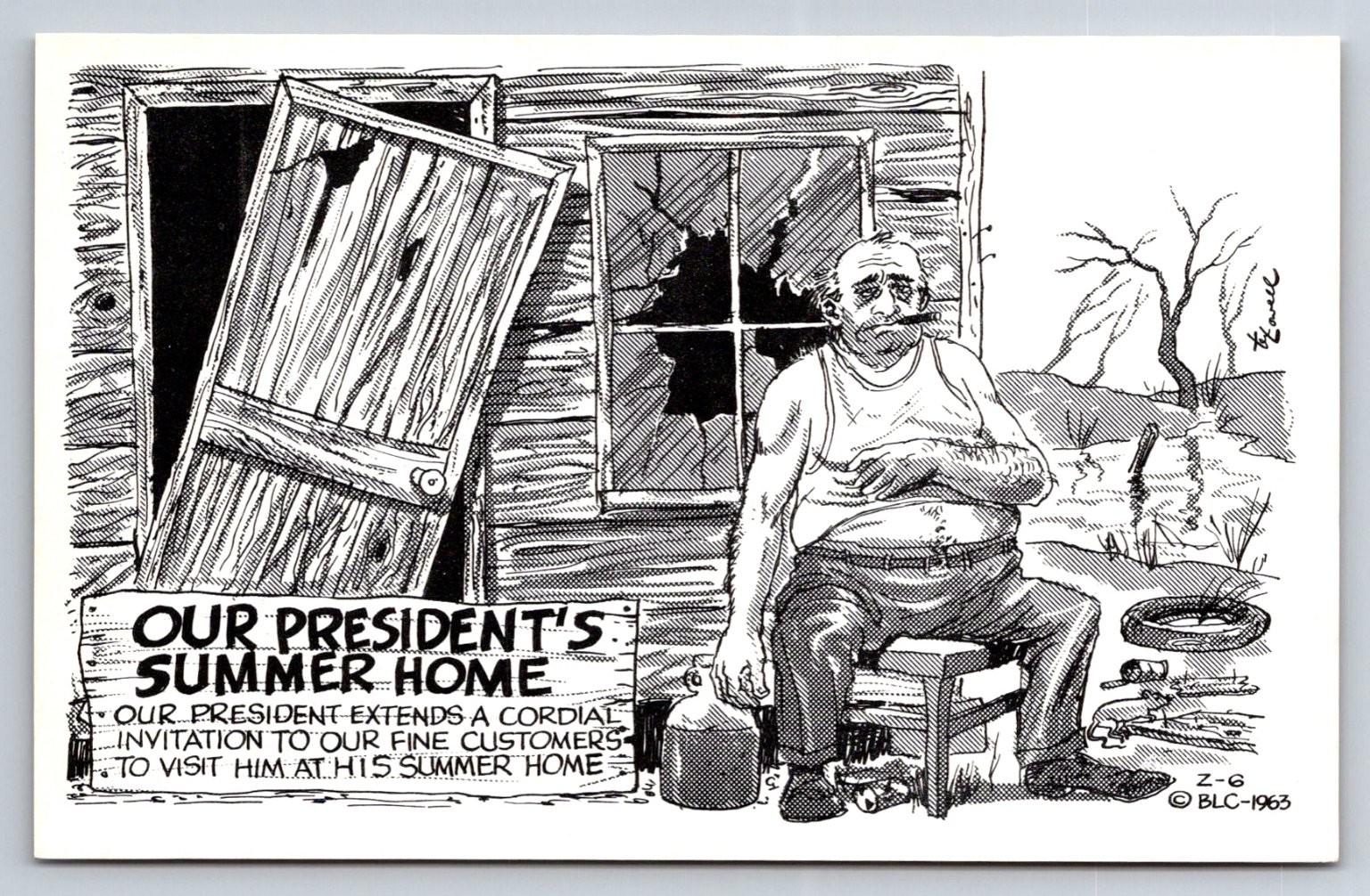 1963 Our President’s Summer Home Political Satire Postcard Laff Gram