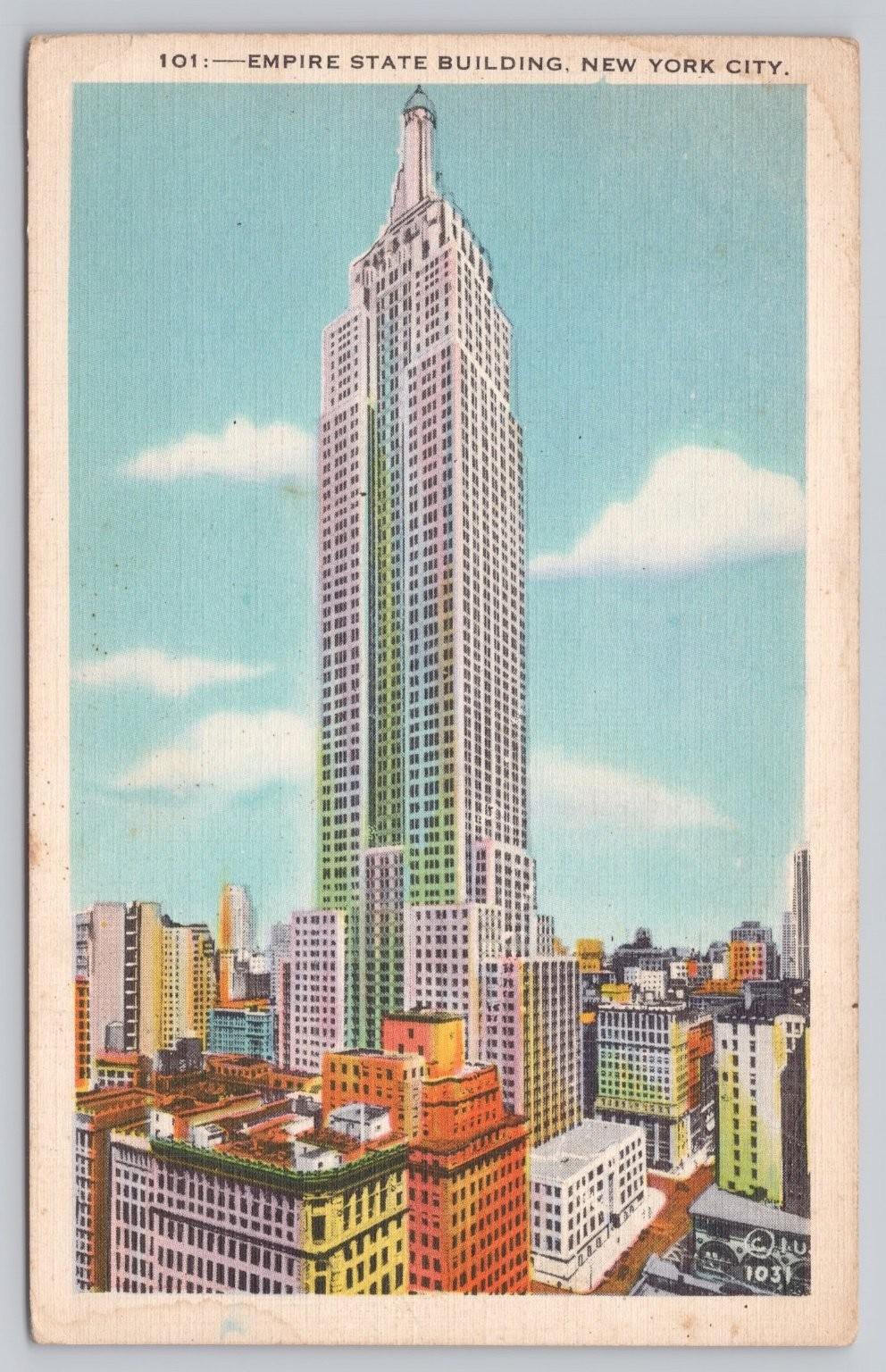 1931 Empire State Building NYC Postcard – Manhattan Post Card Co. Posted
