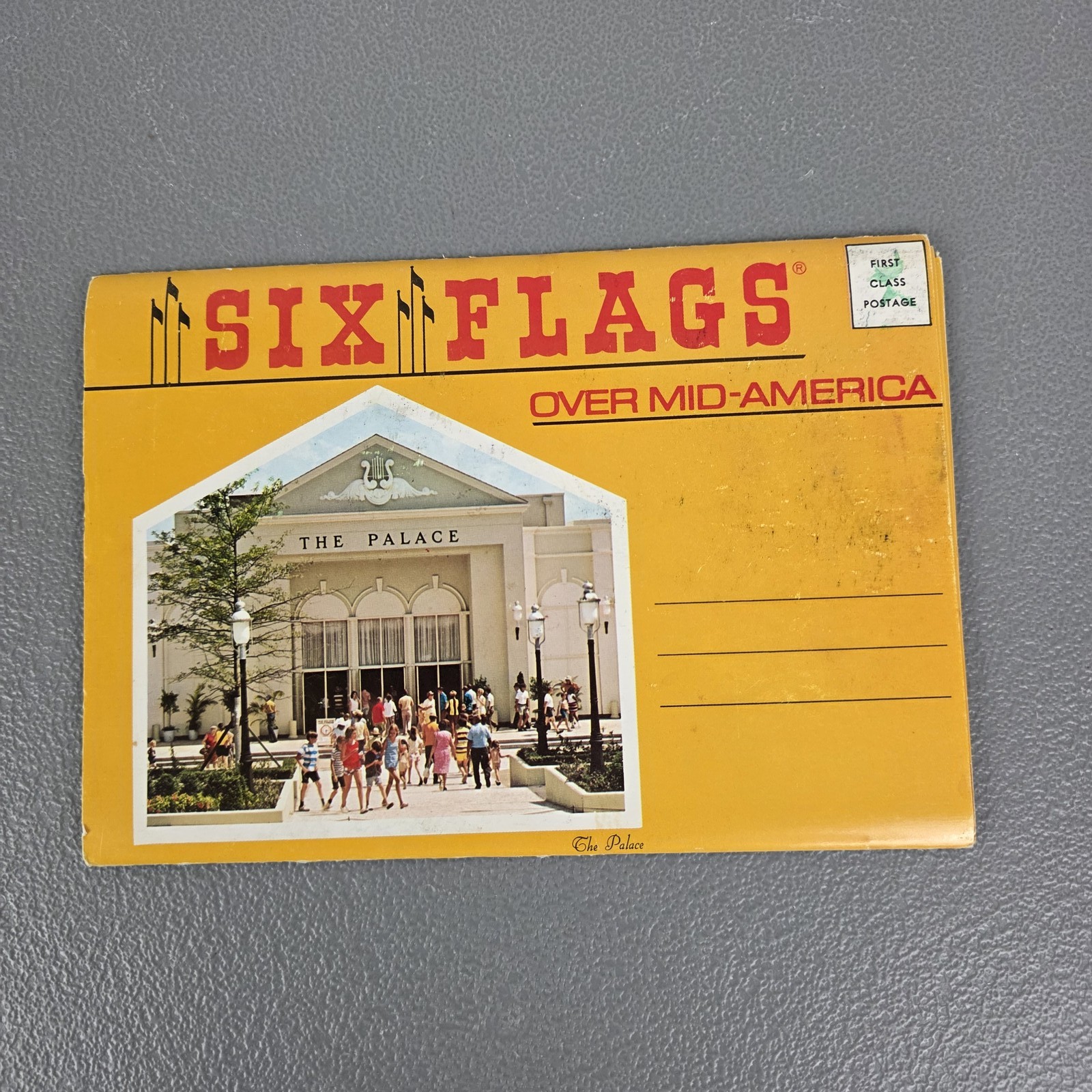 Vintage Six Flags Over Mid-America Postcard Folder Eureka MO 1976 Theme Park