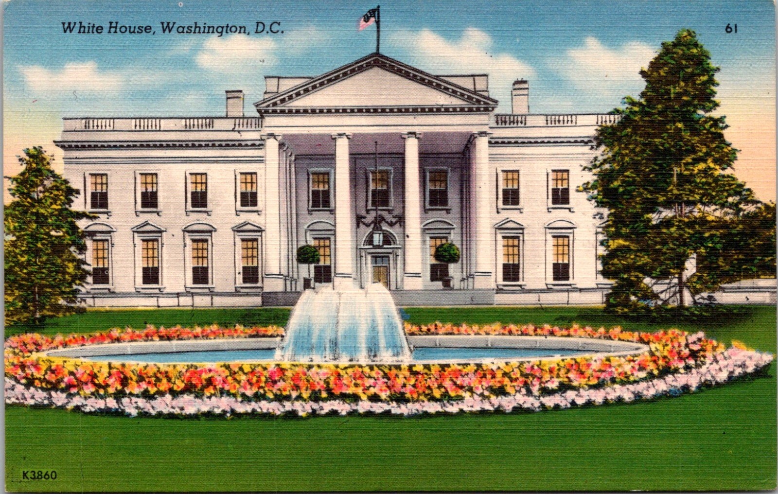 Vintage Postcard Linen The United States Of America White House Washington DC