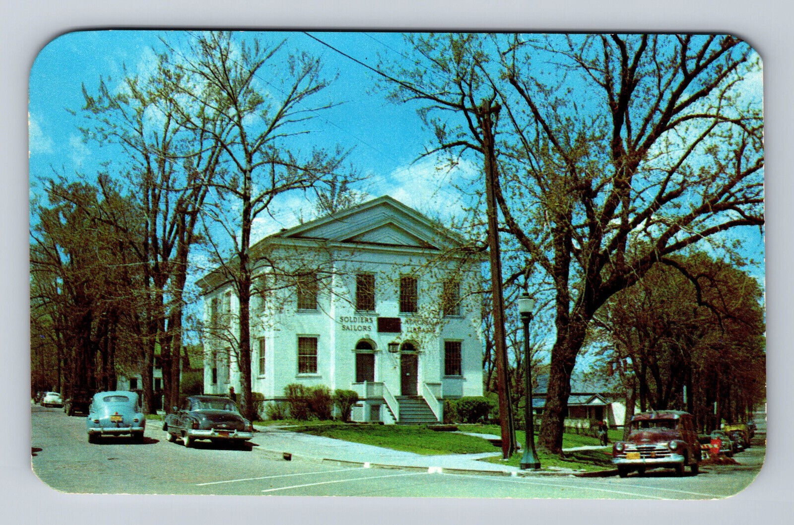 Geneva NY-New York Soldiers & Sailors Memorial Library Building Vintage Postcard